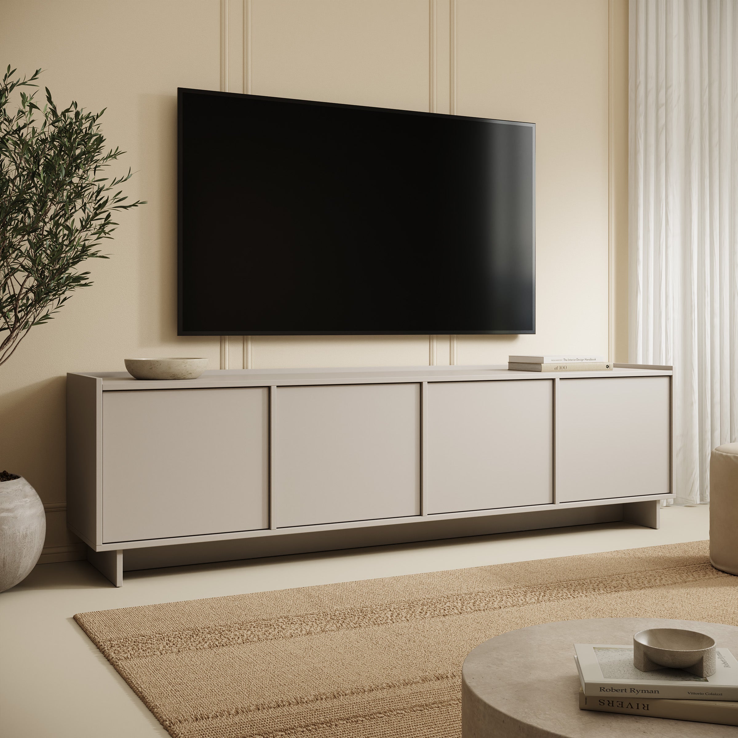 Yarrow - TV-Meubel - Beige - 195x39x55 cm