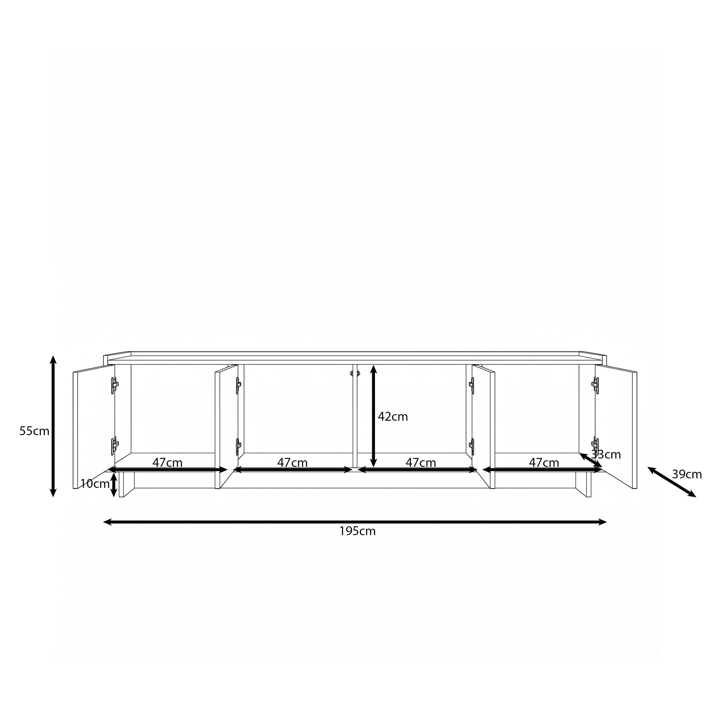 Yarrow - TV-Meubel - Beige - 195x39x55 cm