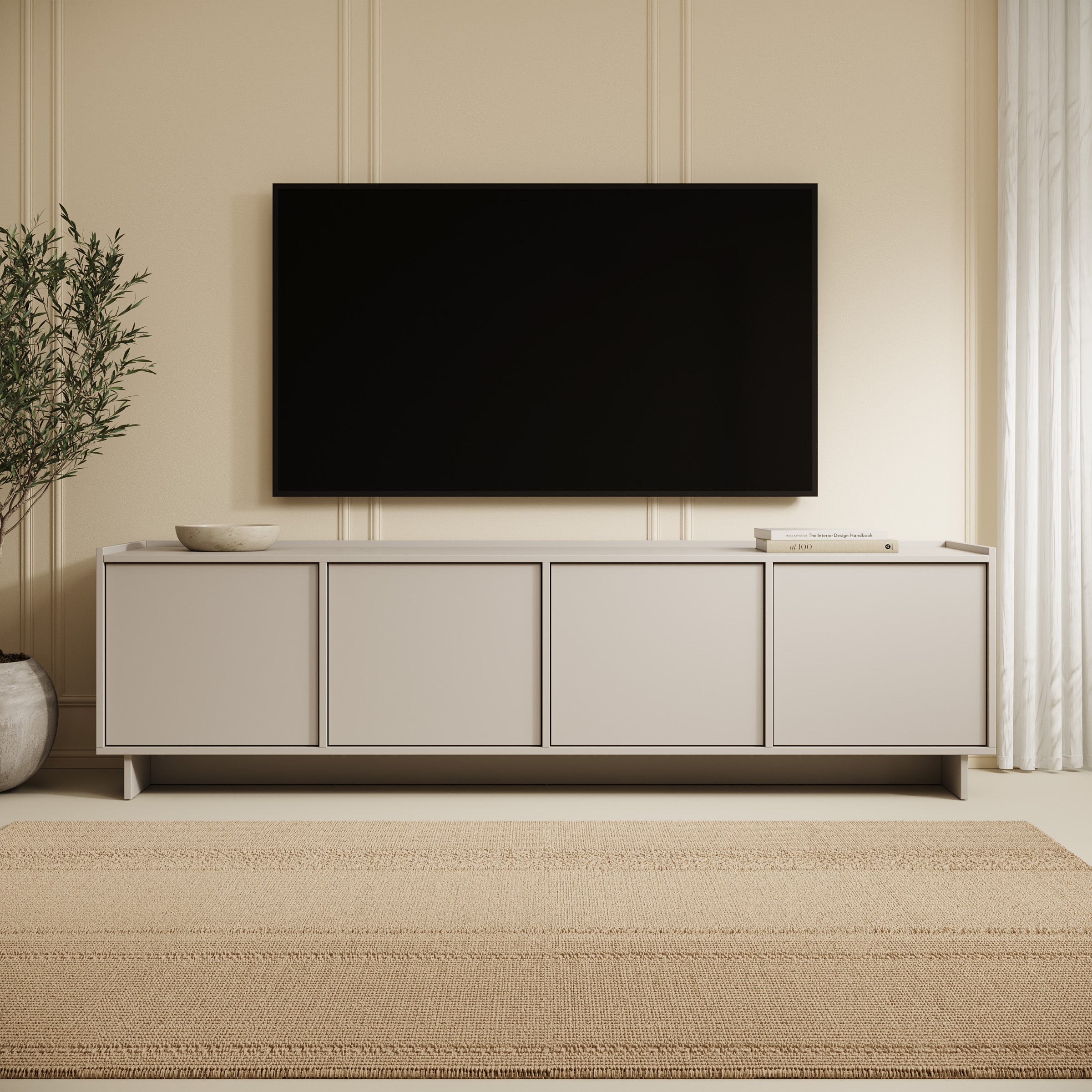 Yarrow - TV-Meubel - Beige - 195x39x55 cm