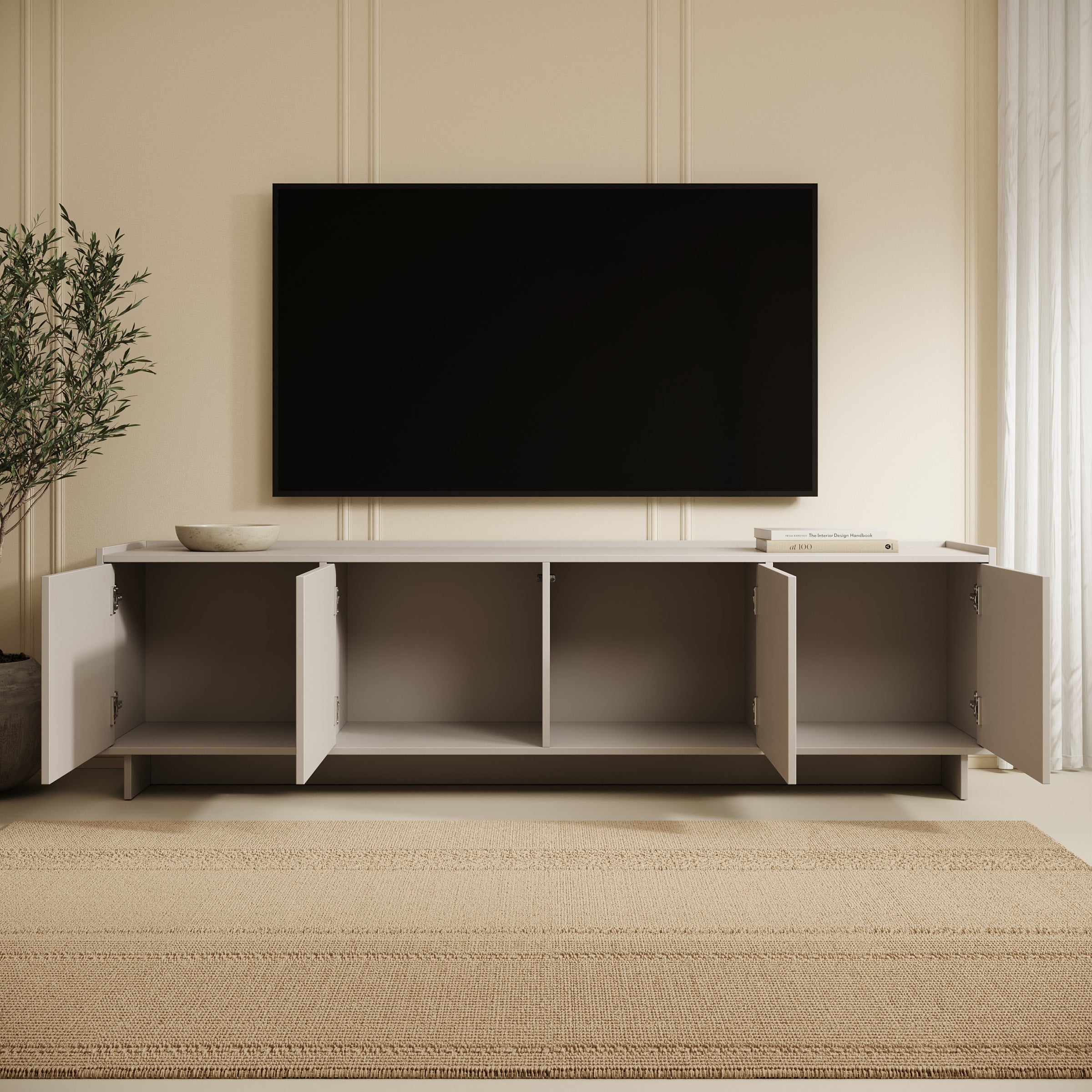 Yarrow - TV-Meubel - Beige - 195x39x55 cm