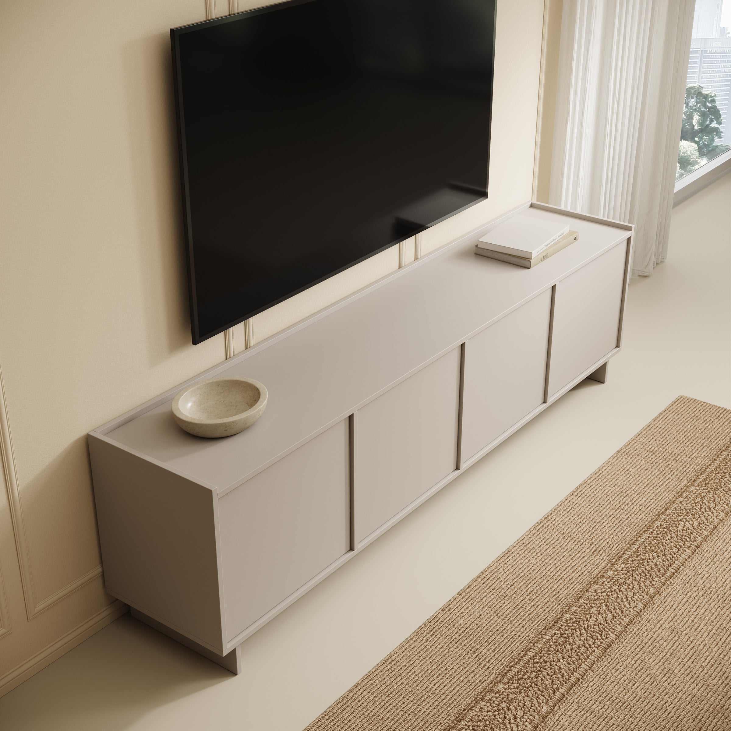 Yarrow - TV-Meubel - Beige - 195x39x55 cm