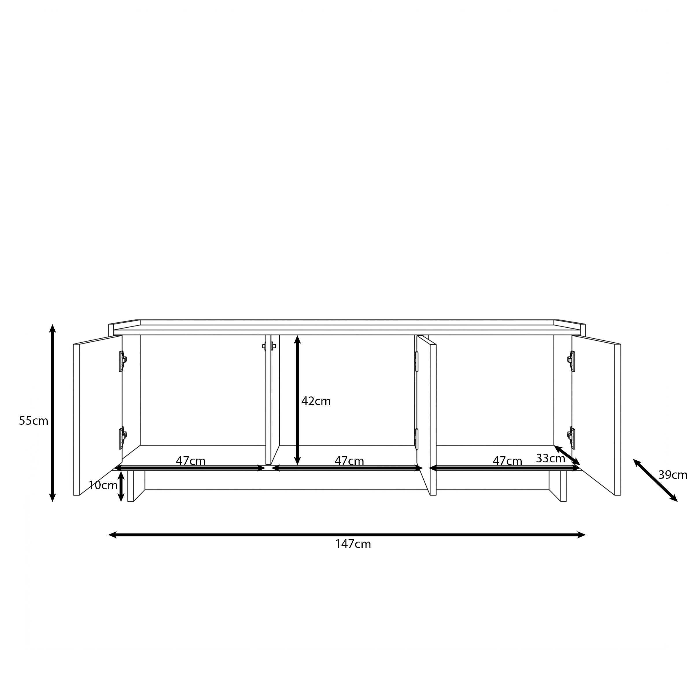 Yarrow - TV-Meubel - Eikenpatroon - 147x39x55 cm