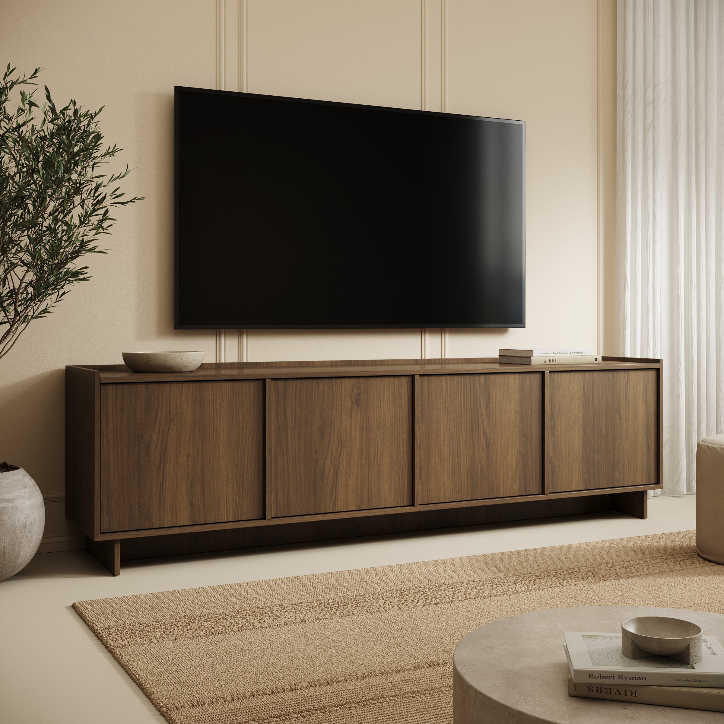 Yarrow - TV-Meubel - Walnootpatroon - 195x39x55 cm