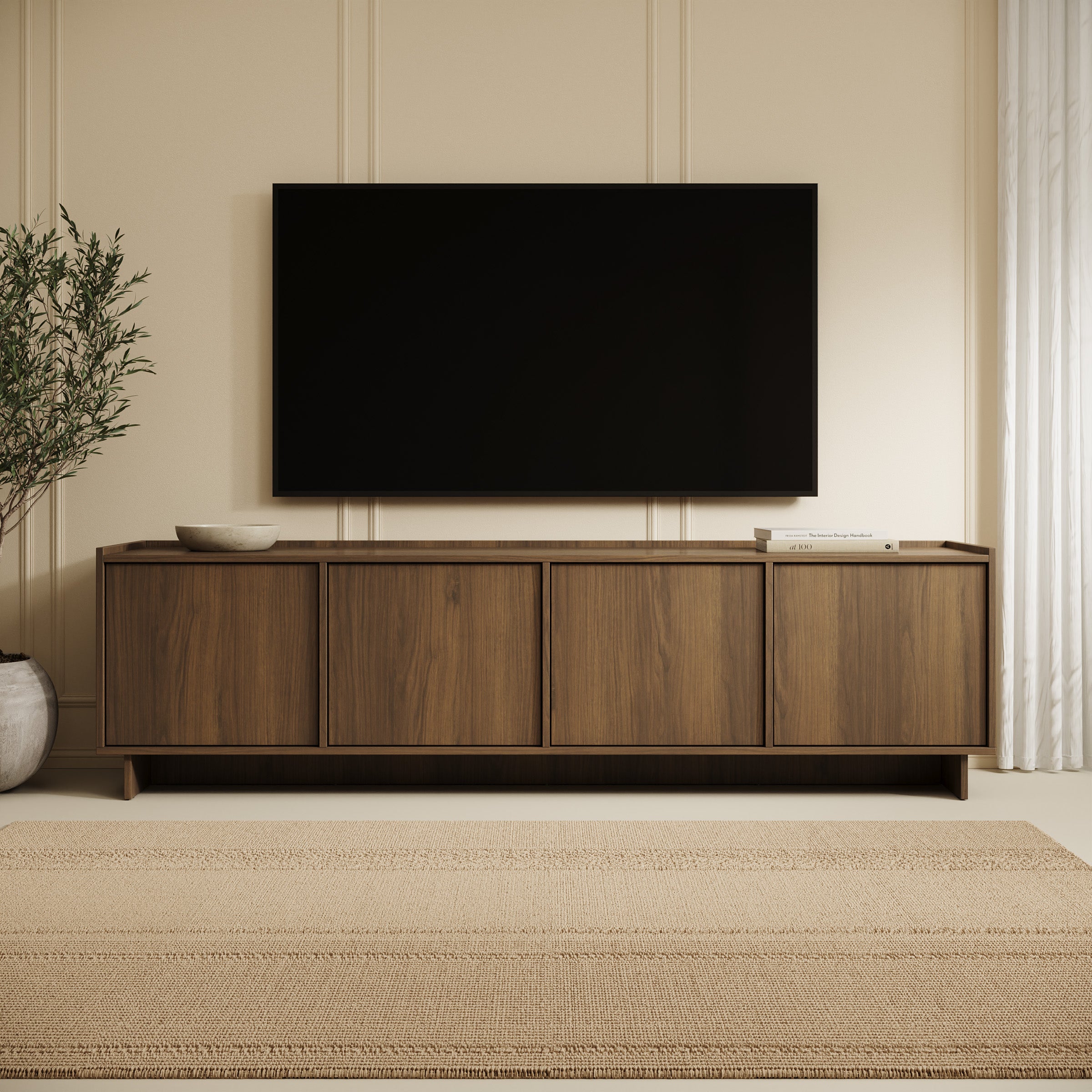 Yarrow - TV-Meubel - Walnootpatroon - 195x39x55 cm