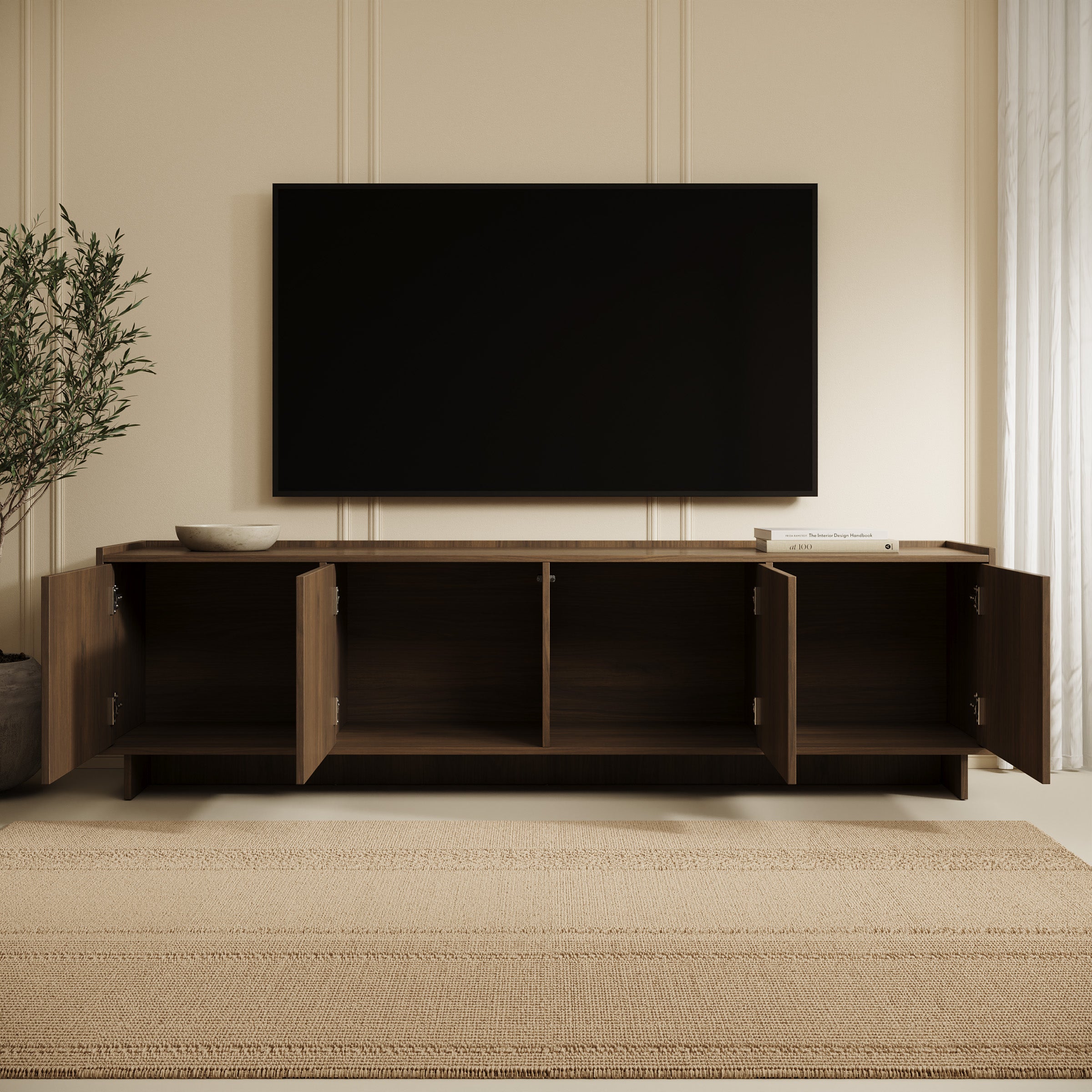 Yarrow - TV-Meubel - Walnootpatroon - 195x39x55 cm