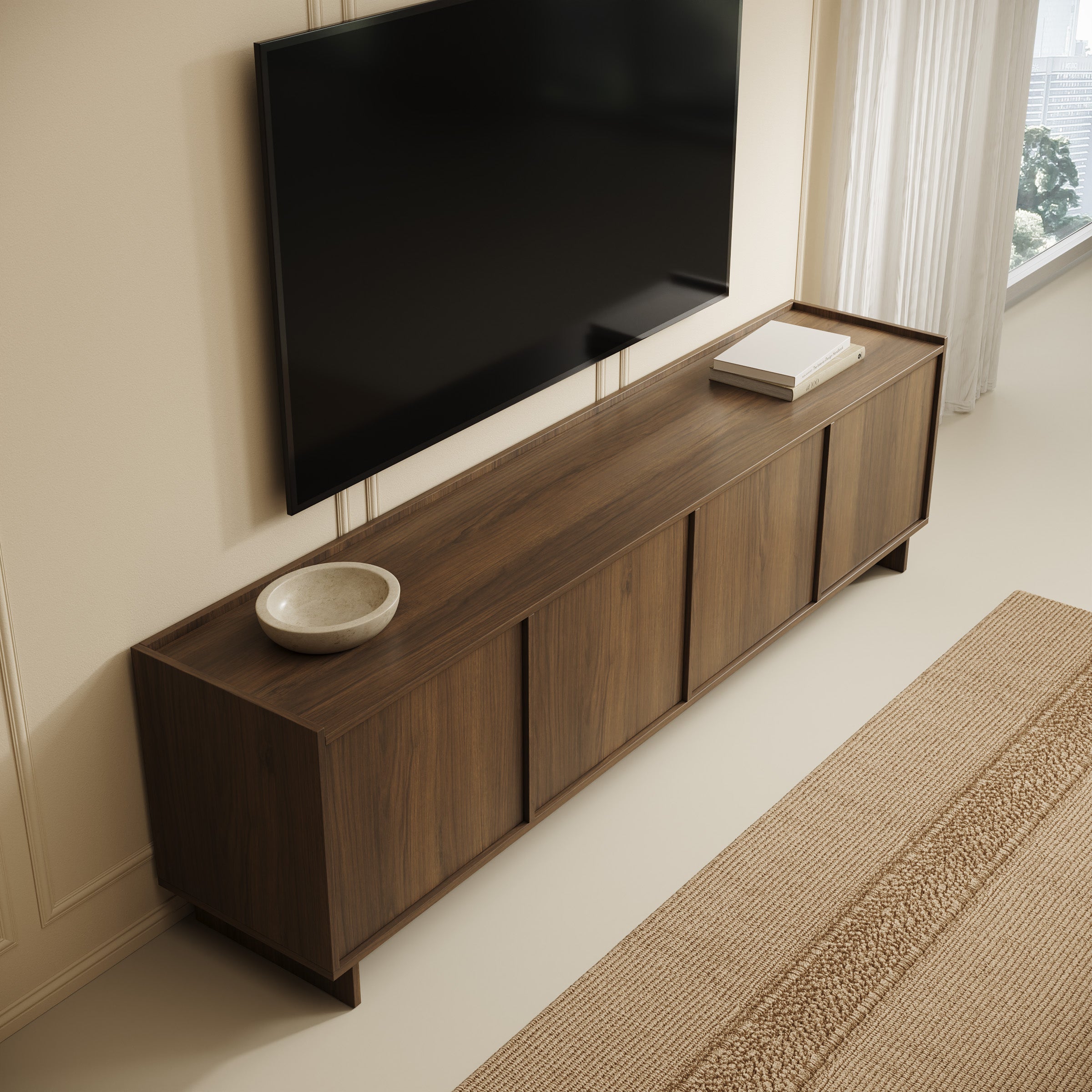Yarrow - TV-Meubel - Walnootpatroon - 195x39x55 cm