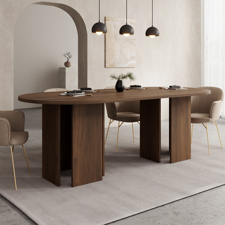 Yavero - Eetkamertafel ovaal - Walnootpatroon - 220x100x75 cm