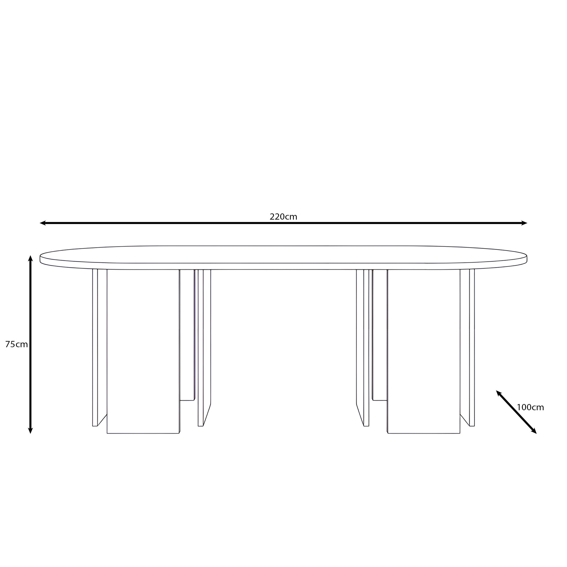 Yavero - Eetkamertafel ovaal - Walnootpatroon - 220x100x75 cm