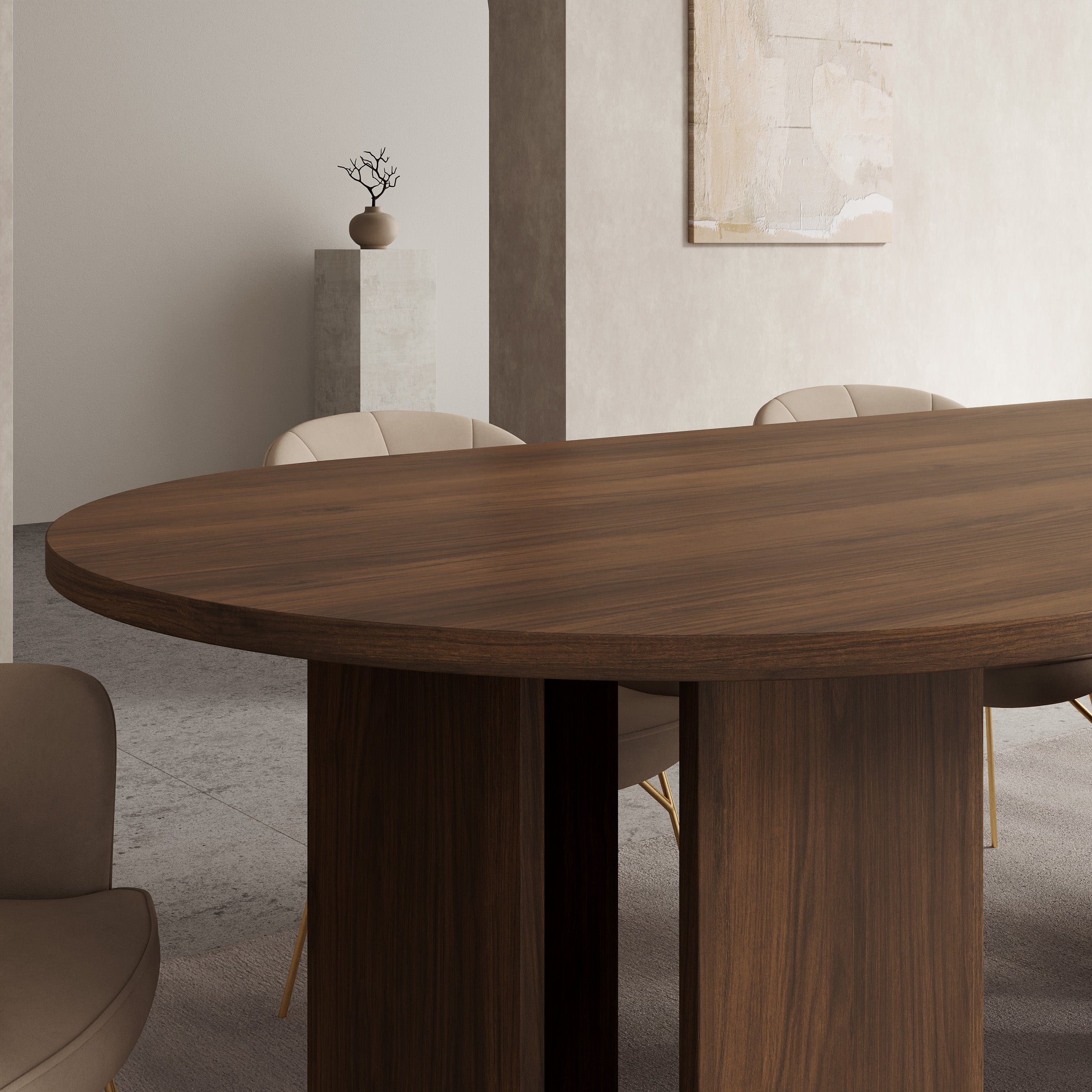 Yavero - Eetkamertafel ovaal - Walnootpatroon - 220x100x75 cm