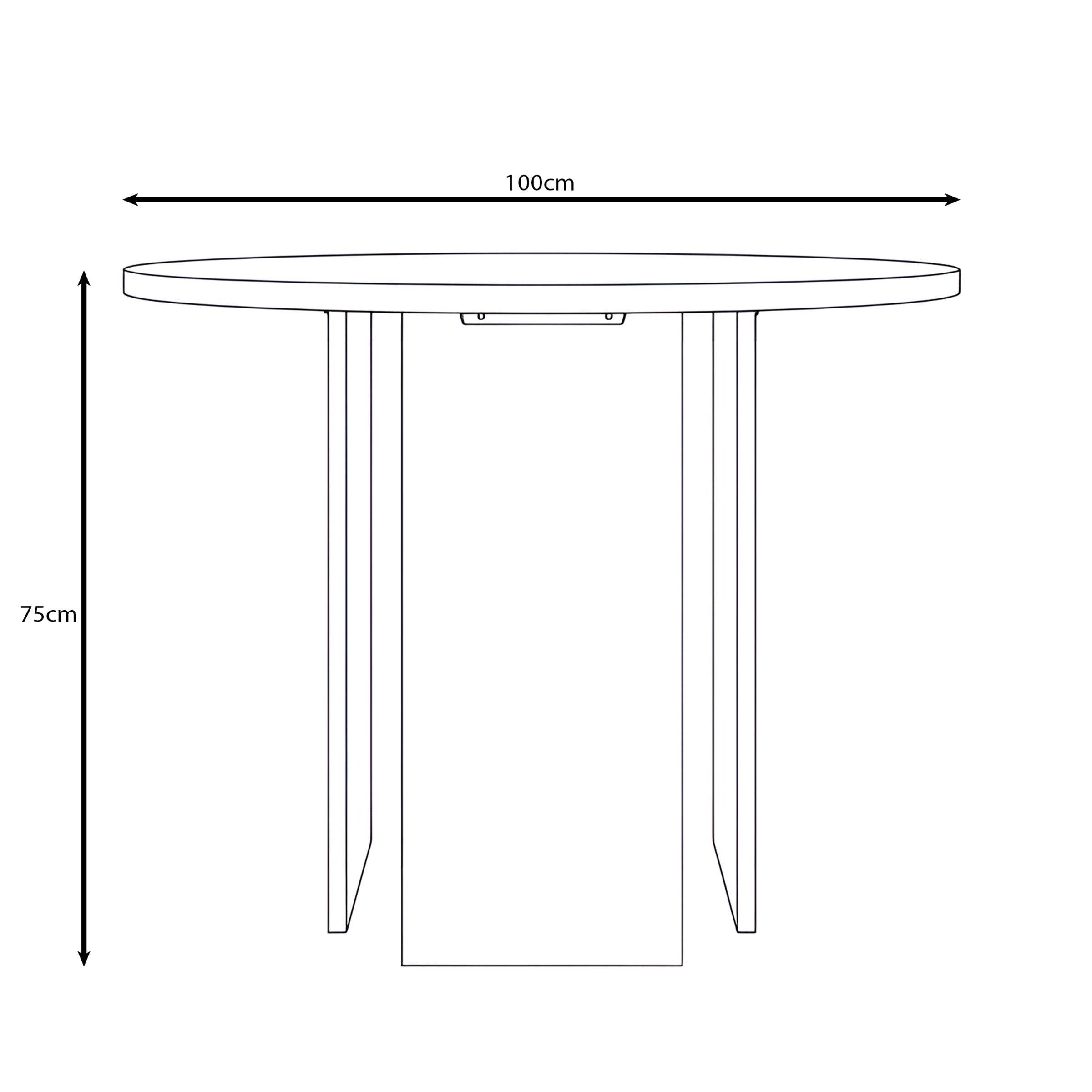 Yavero - Eetkamertafel rond - Walnootpatroon - 100x100x75 cm