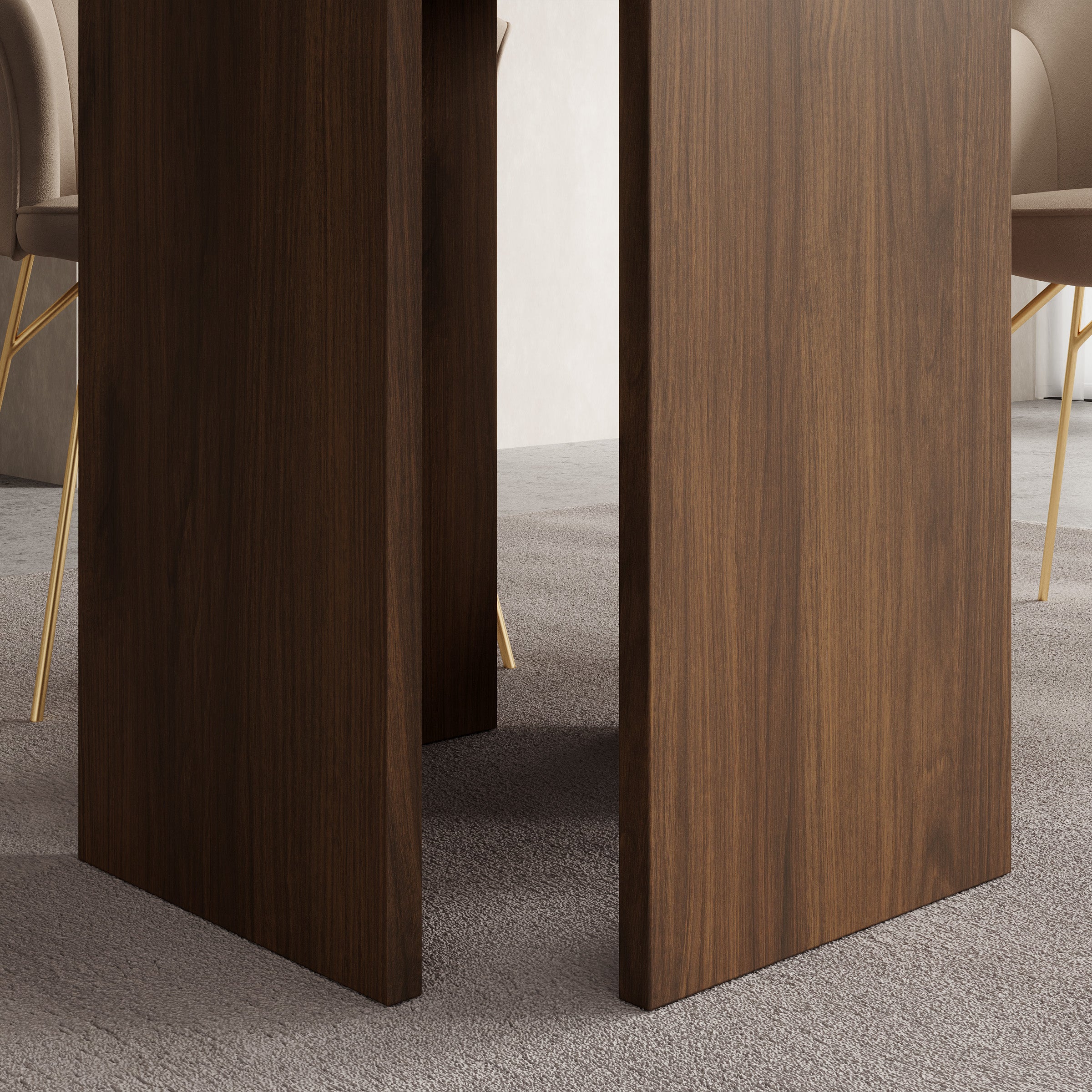 Yavero - Eetkamertafel rond - Walnootpatroon - 100x100x75 cm
