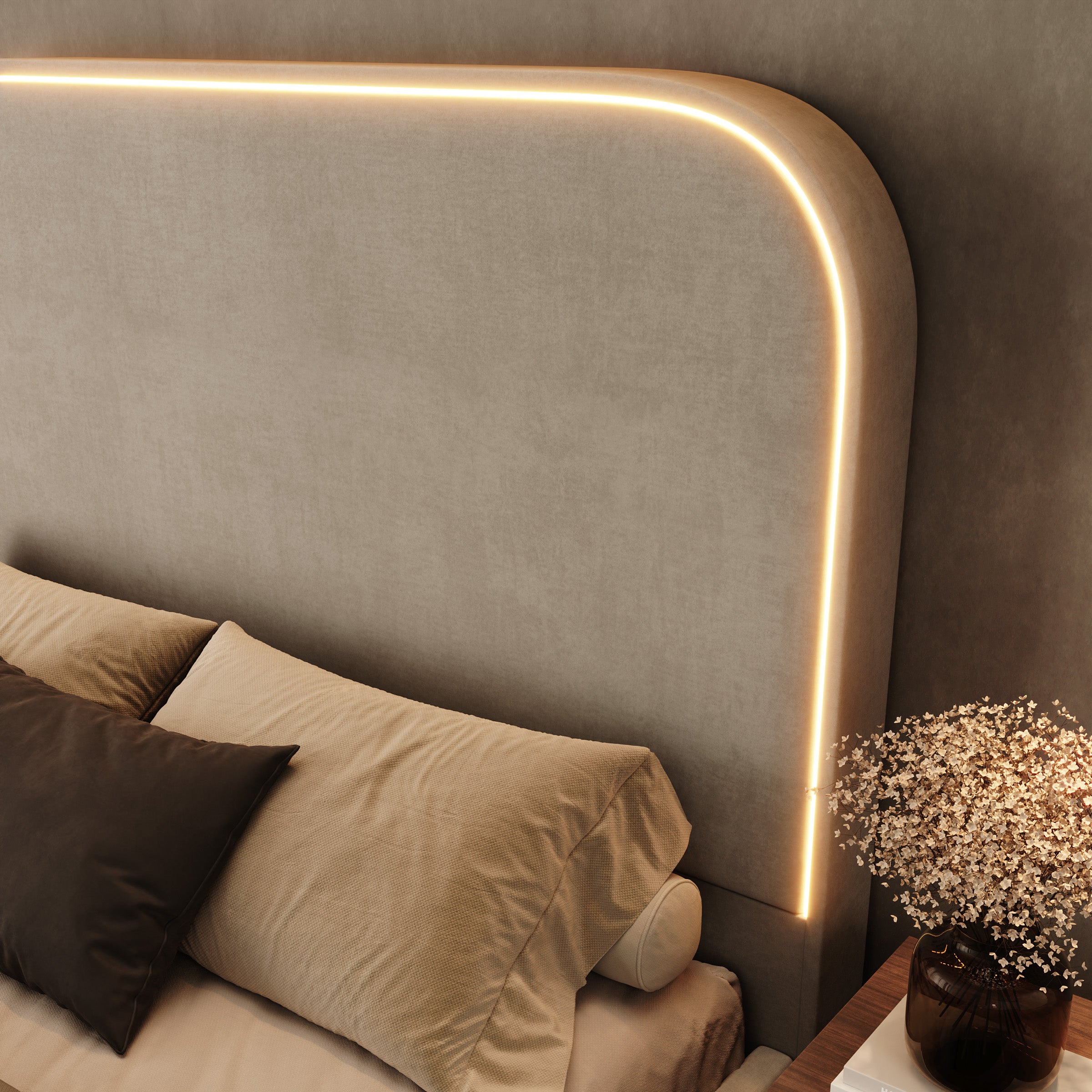 Yavero - Tweepersoonsbed - Velvet beige - 140x200 cm