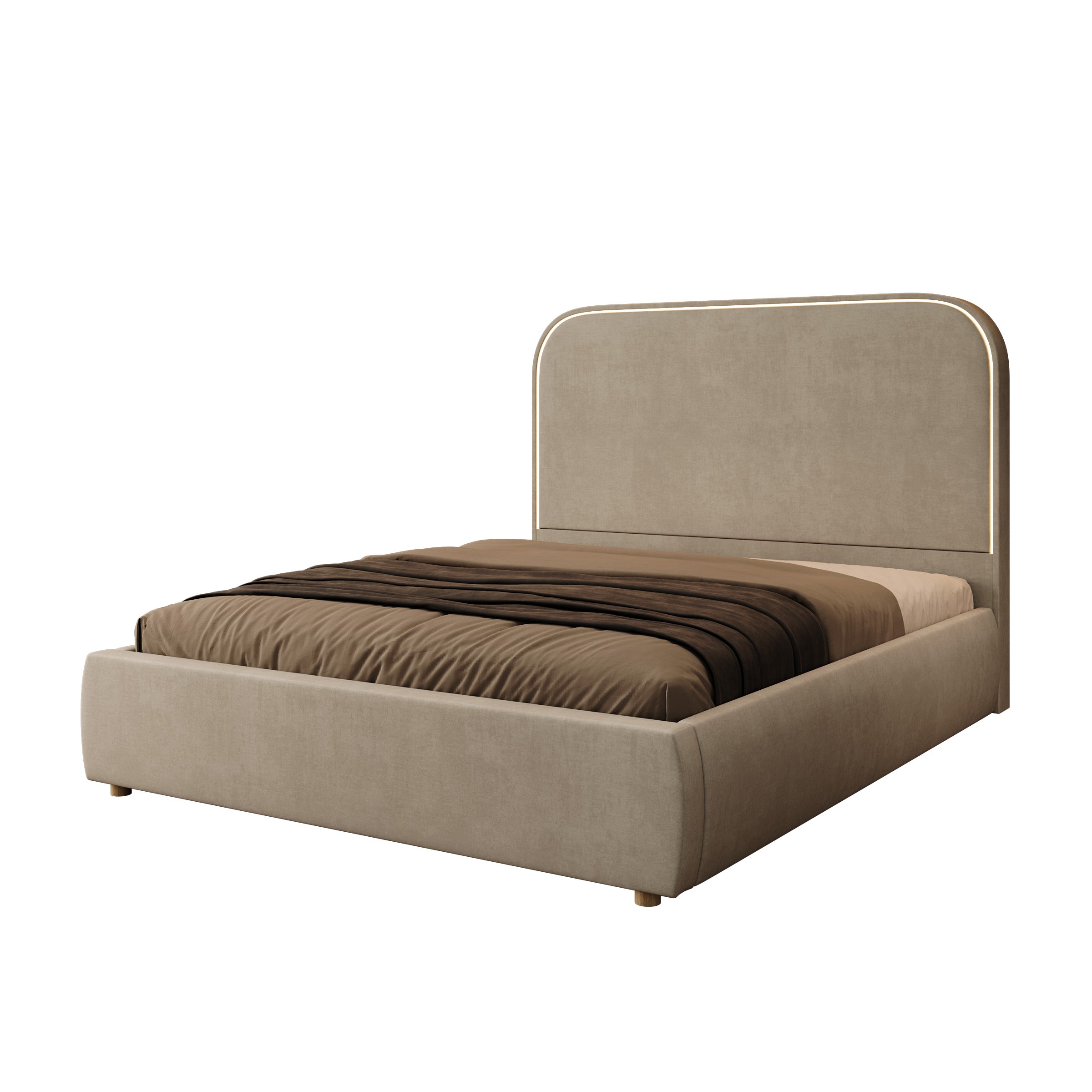 Yavero - Tweepersoonsbed - Velvet beige - 160x200 cm