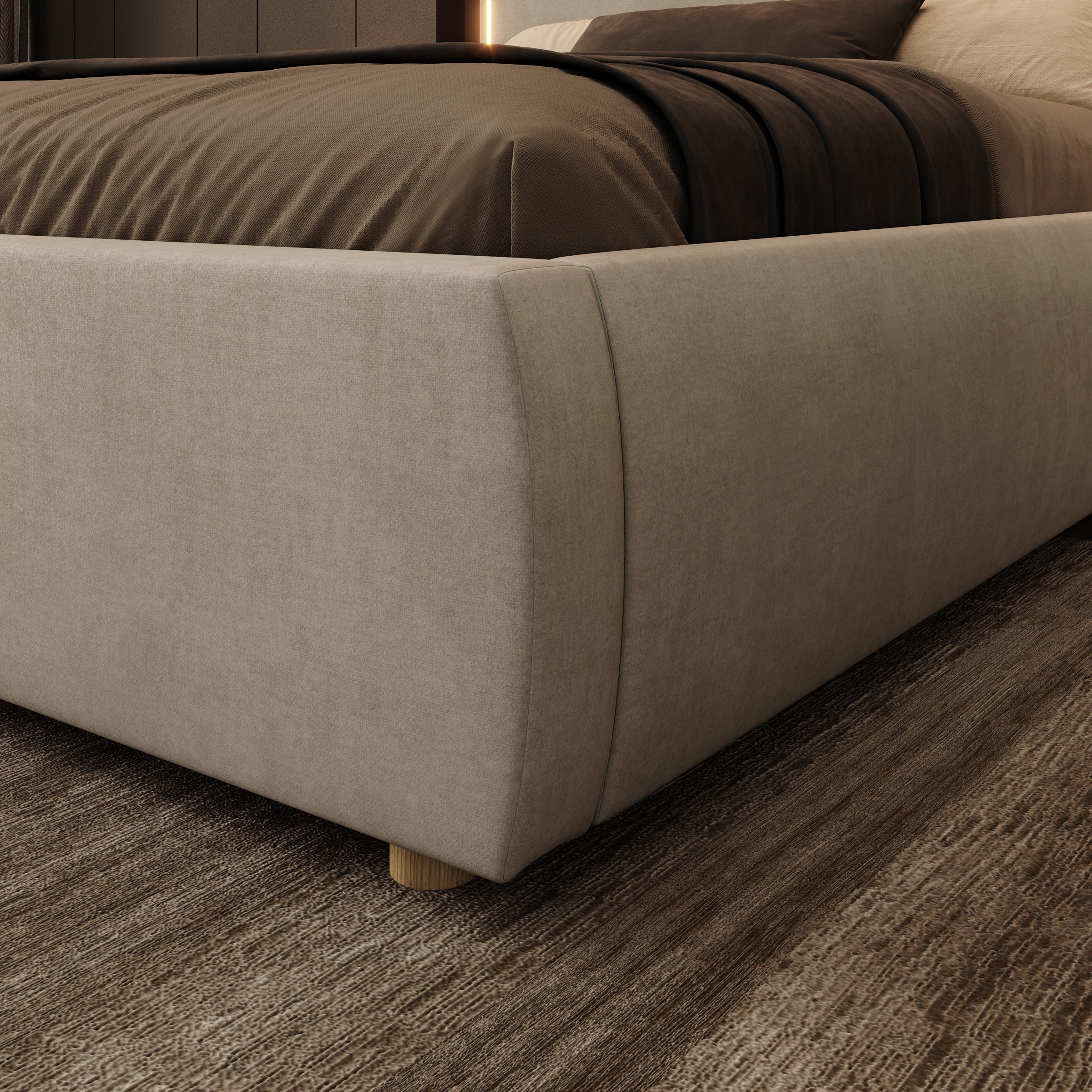 Yavero - Tweepersoonsbed - Velvet beige - 160x200 cm