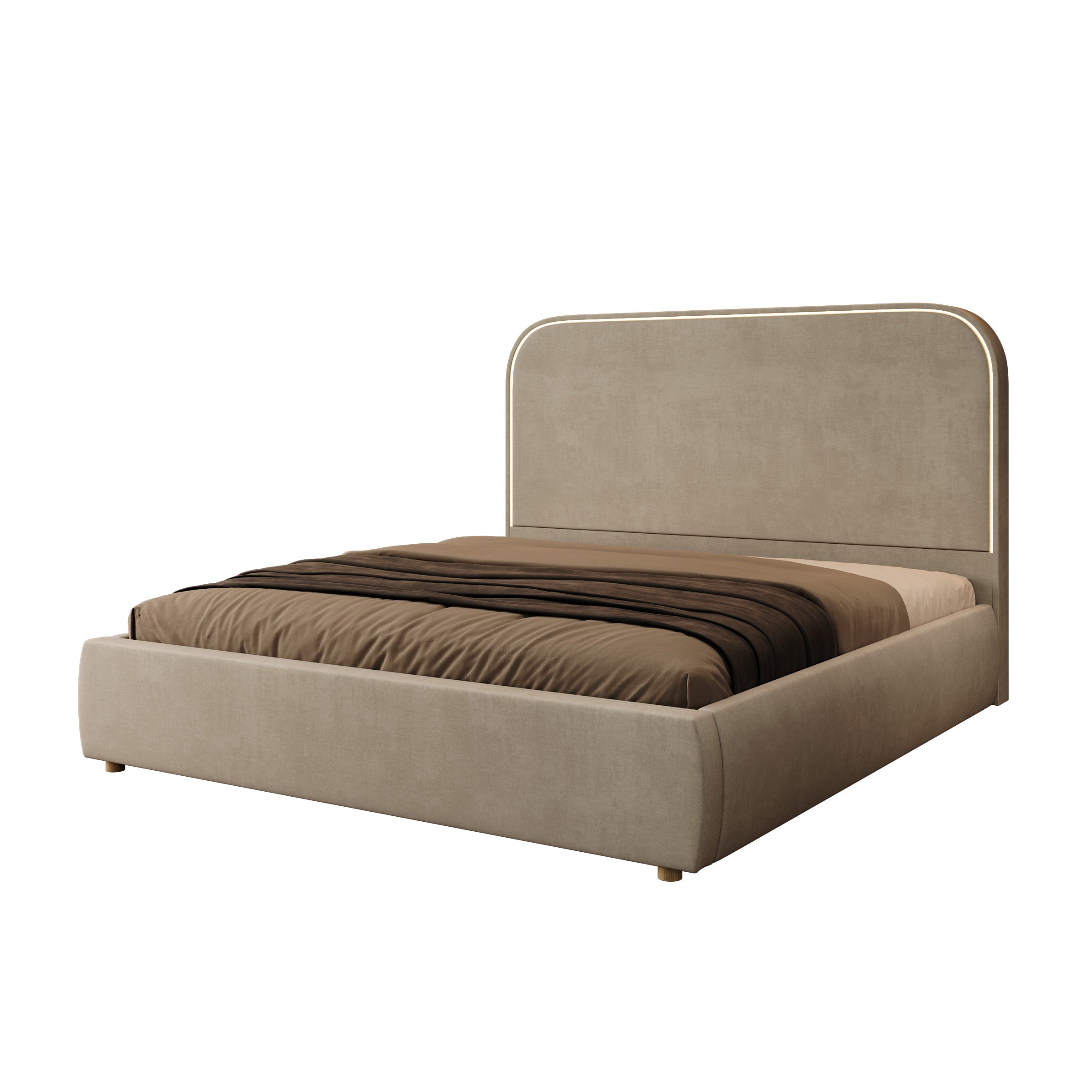 Yavero - Tweepersoonsbed - Velvet beige - 180x200 cm
