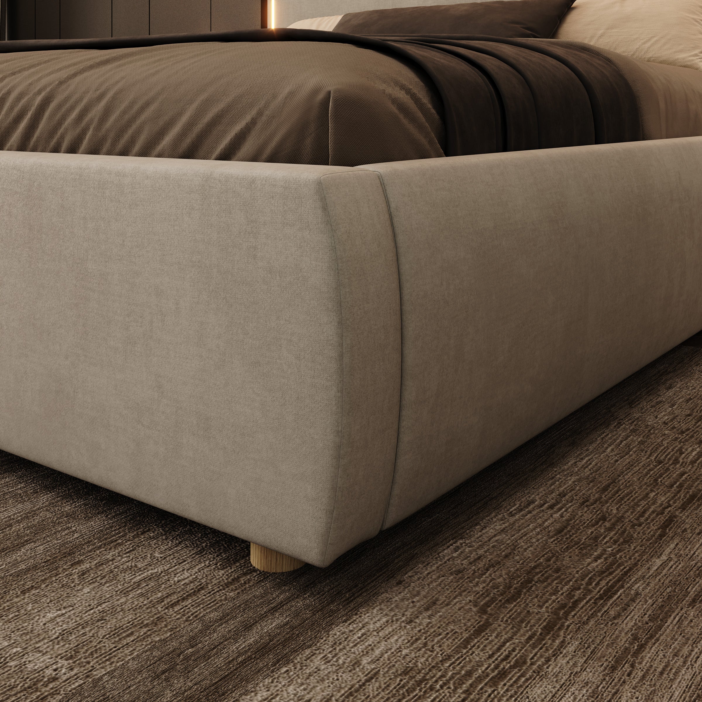 Yavero - Tweepersoonsbed - Velvet beige - 180x200 cm
