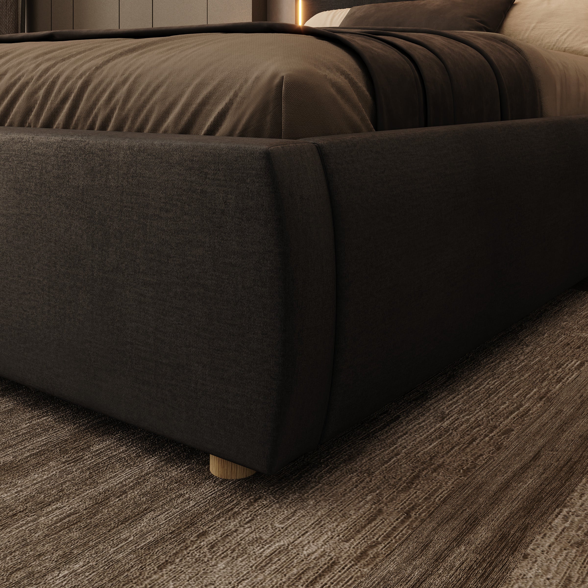 Yavero - Tweepersoonsbed - Velvet zwart - 140x200 cm