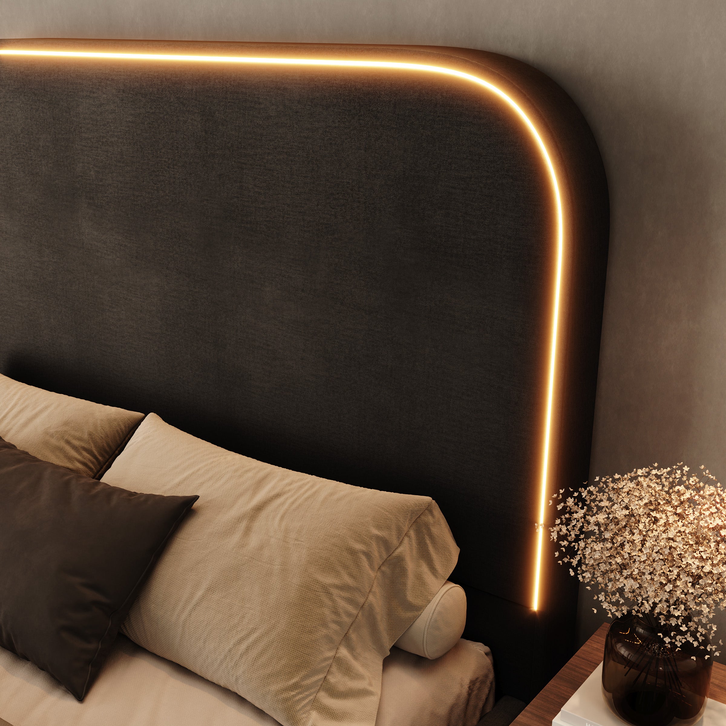 Yavero - Tweepersoonsbed - Velvet zwart - 140x200 cm