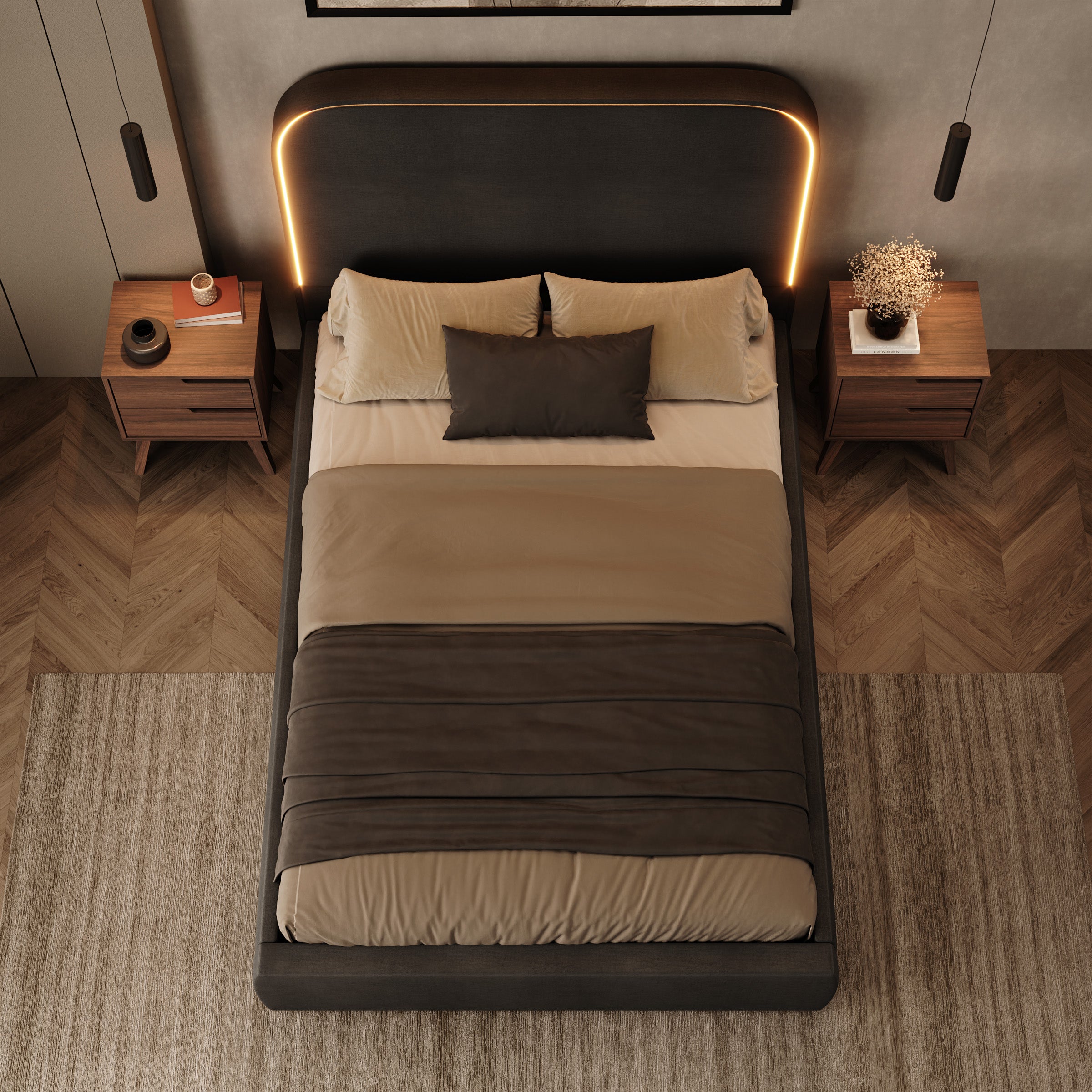 Yavero - Tweepersoonsbed - Velvet zwart - 140x200 cm
