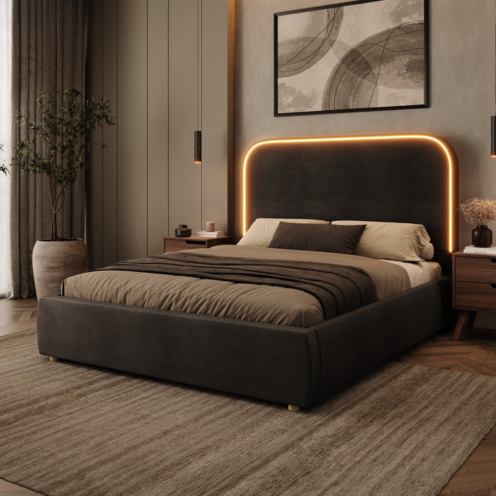 Yavero - Tweepersoonsbed - Velvet zwart - 160x200 cm