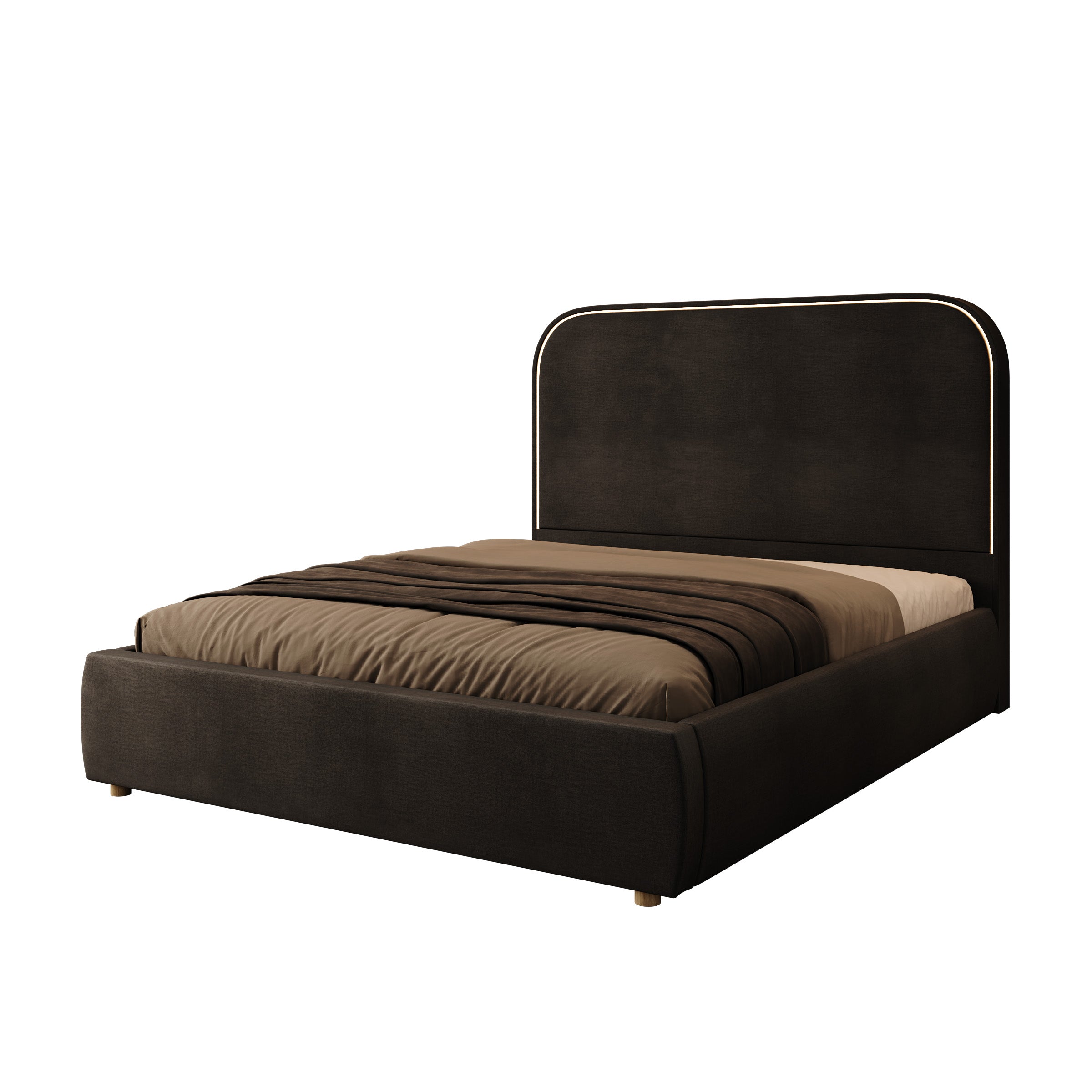 Yavero - Tweepersoonsbed - Velvet zwart - 160x200 cm