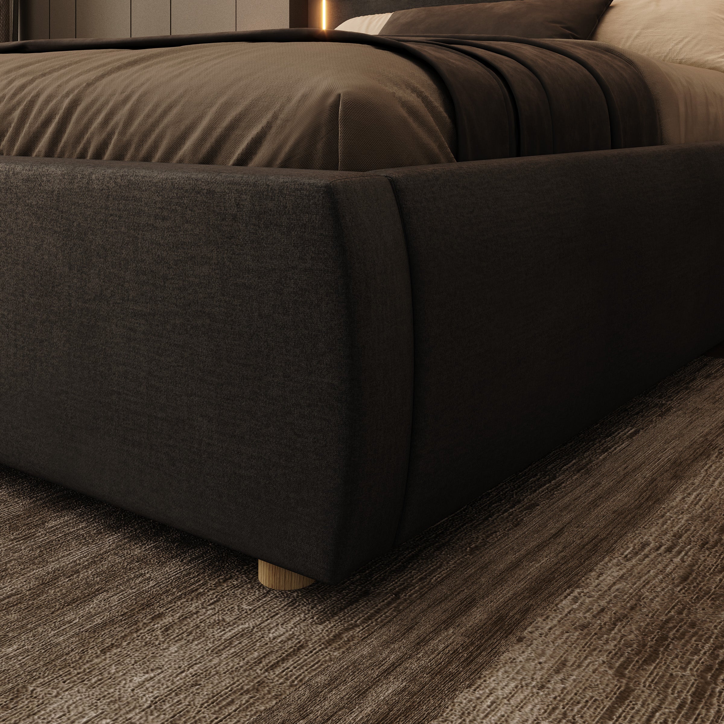 Yavero - Tweepersoonsbed - Velvet zwart - 160x200 cm