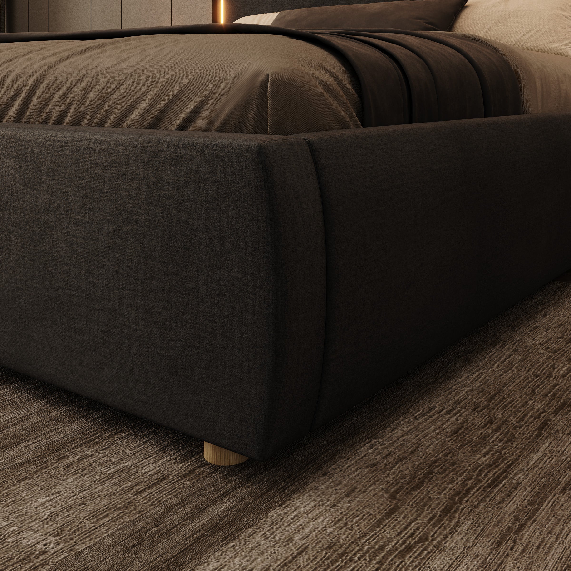 Yavero - Tweepersoonsbed - Velvet zwart - 180x200 cm