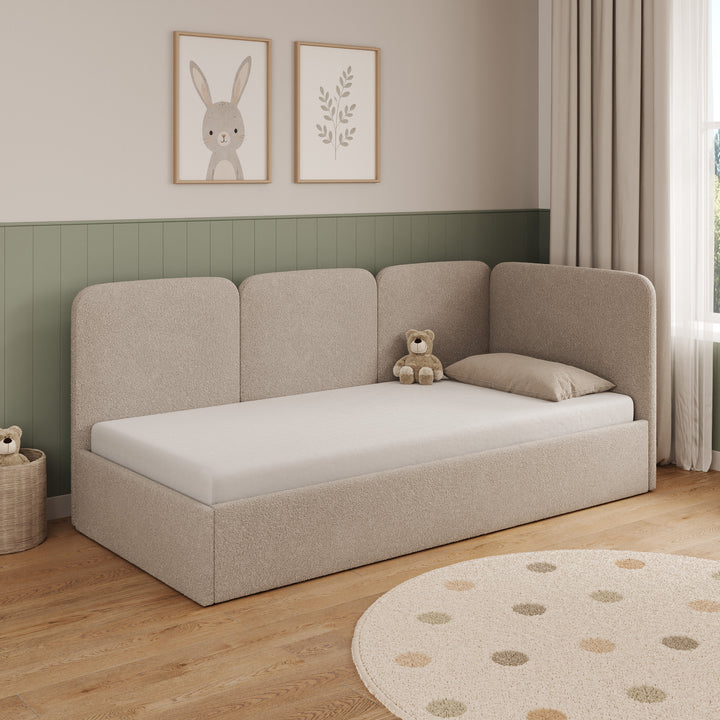 Zano - Eenpersoonsbed met opbergruimte - Teddystof beige - 90x200 cm