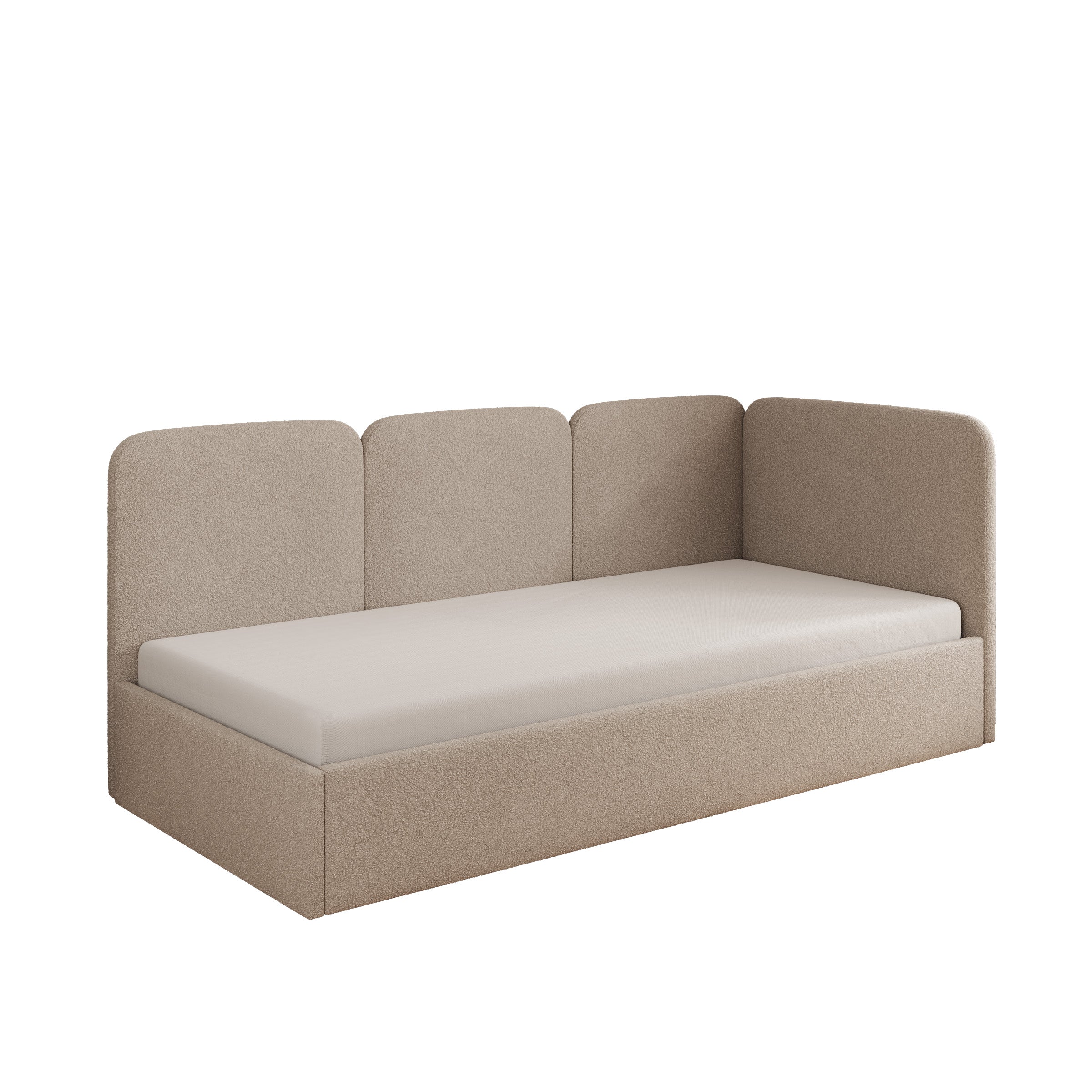 Zano - Eenpersoonsbed met opbergruimte - Teddystof beige - 90x200 cm