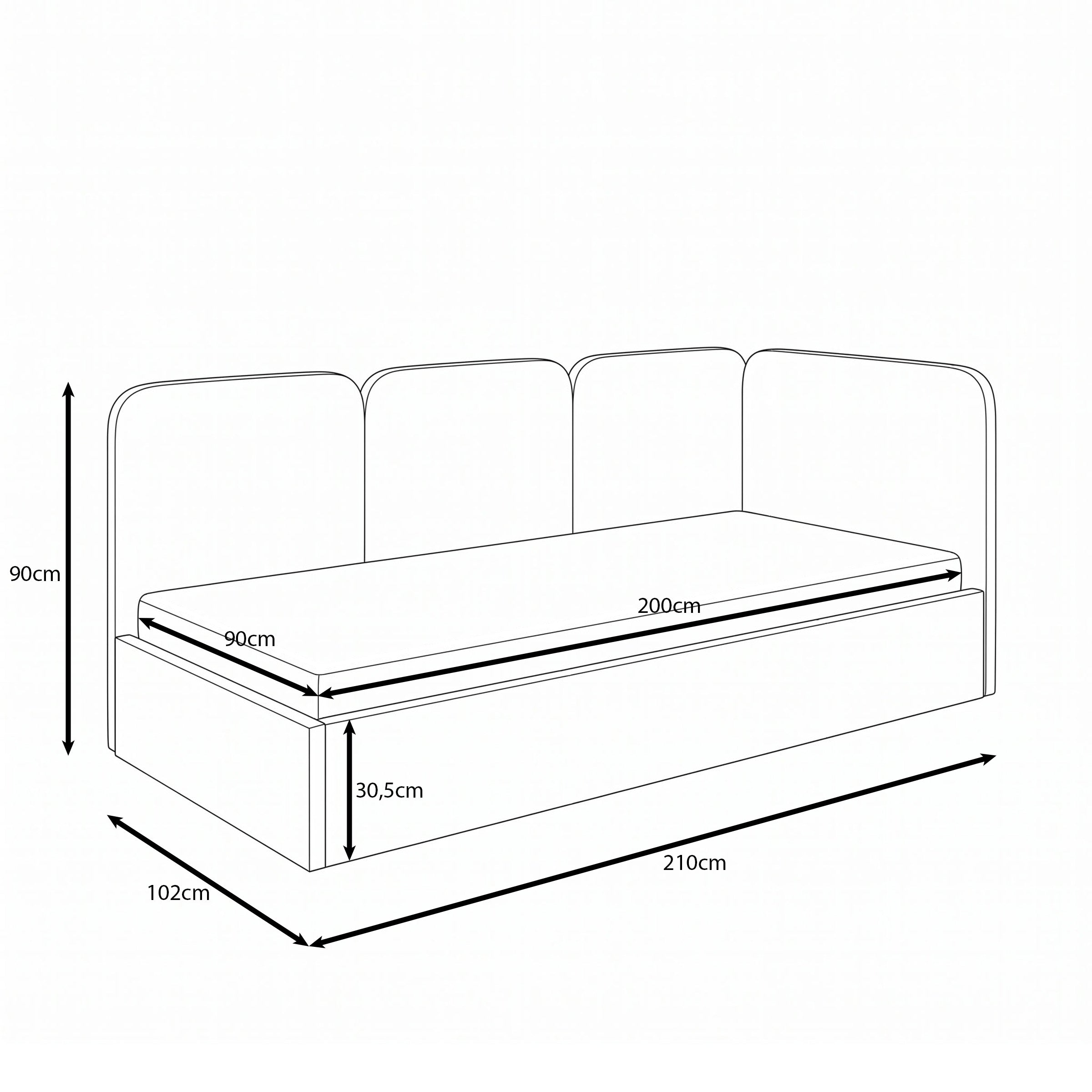 Zano - Eenpersoonsbed met opbergruimte - Teddystof beige - 90x200 cm