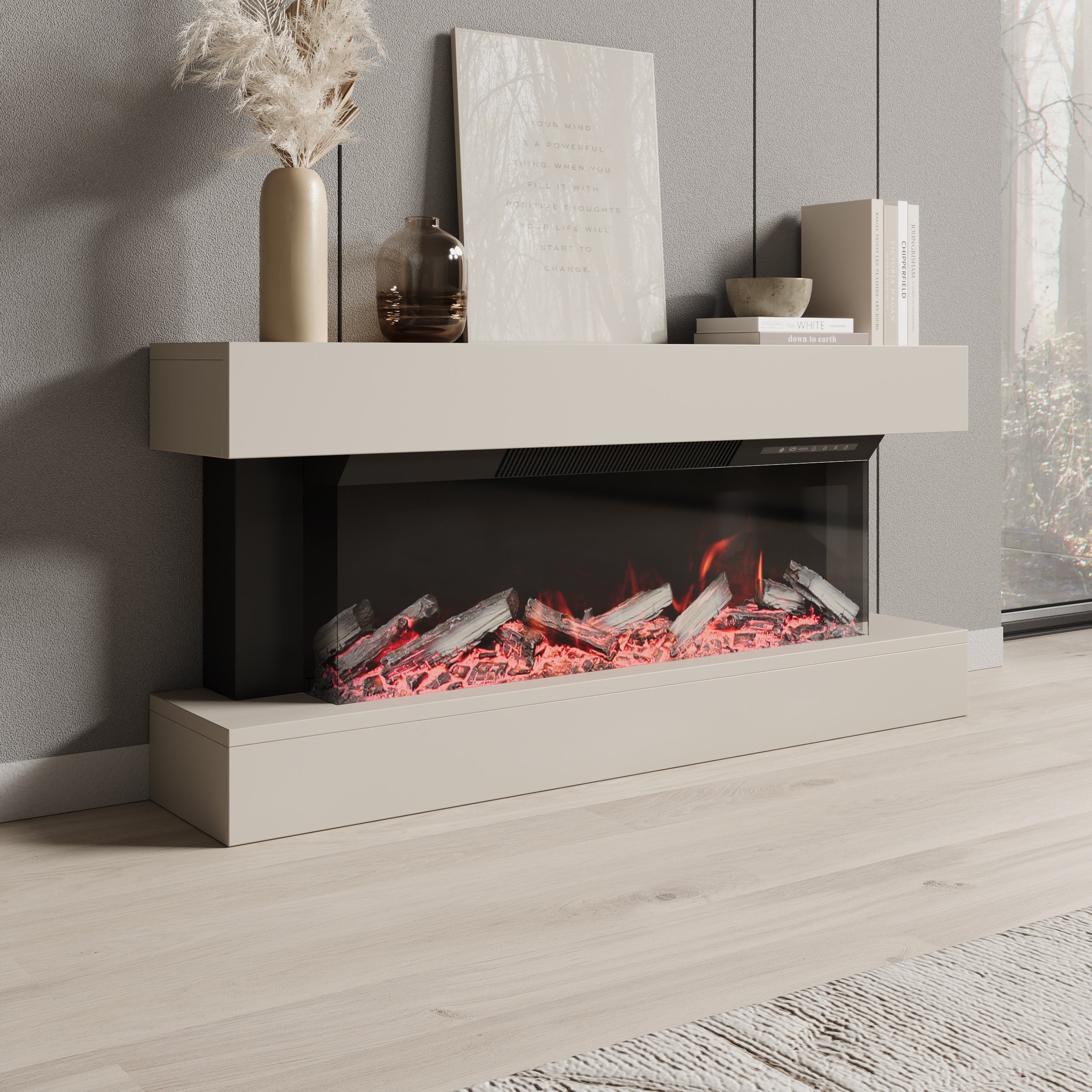 Zarea - Elektrische sfeerhaard - Beige - 120x23x56 cm