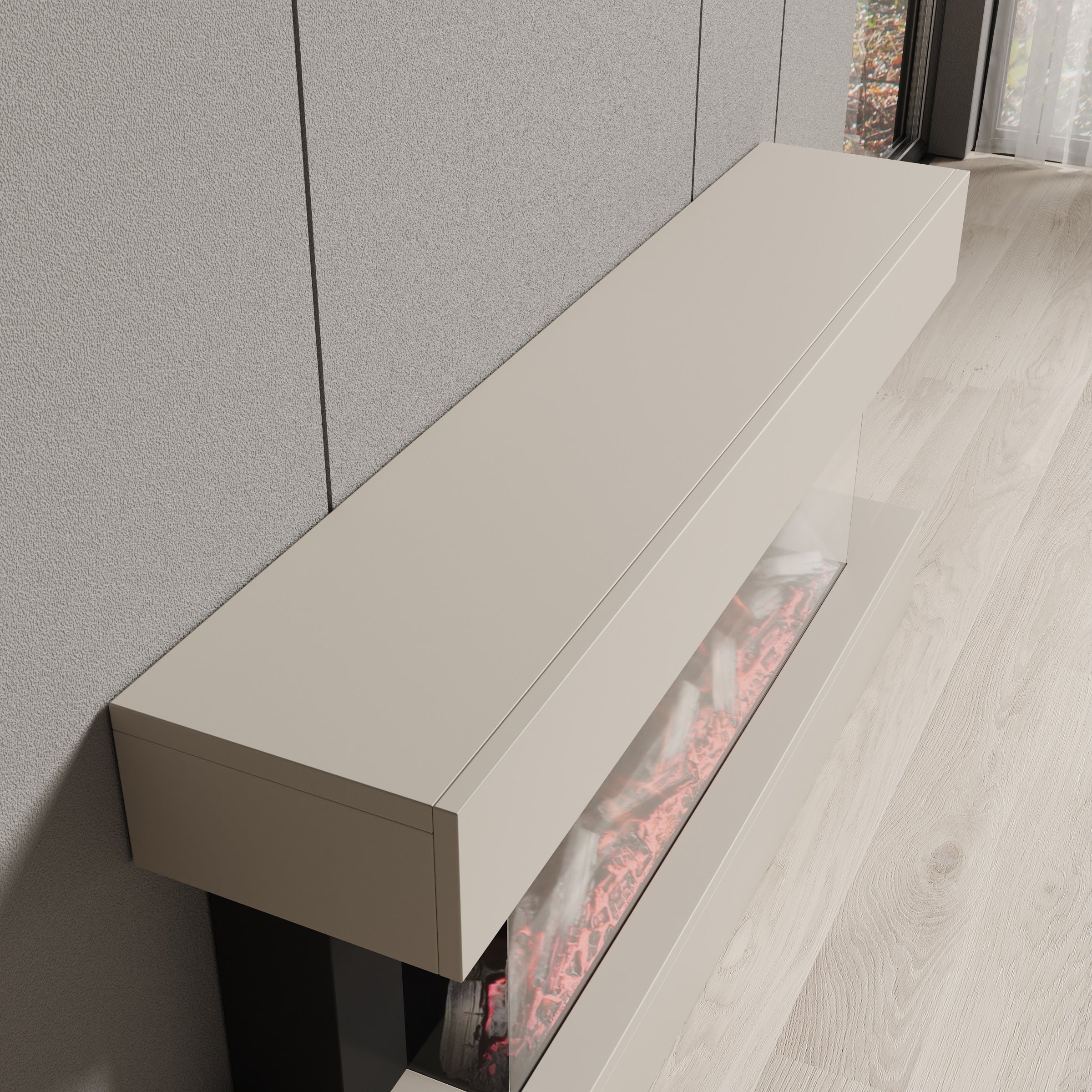 Zarea - Elektrische sfeerhaard - Beige - 120x23x56 cm