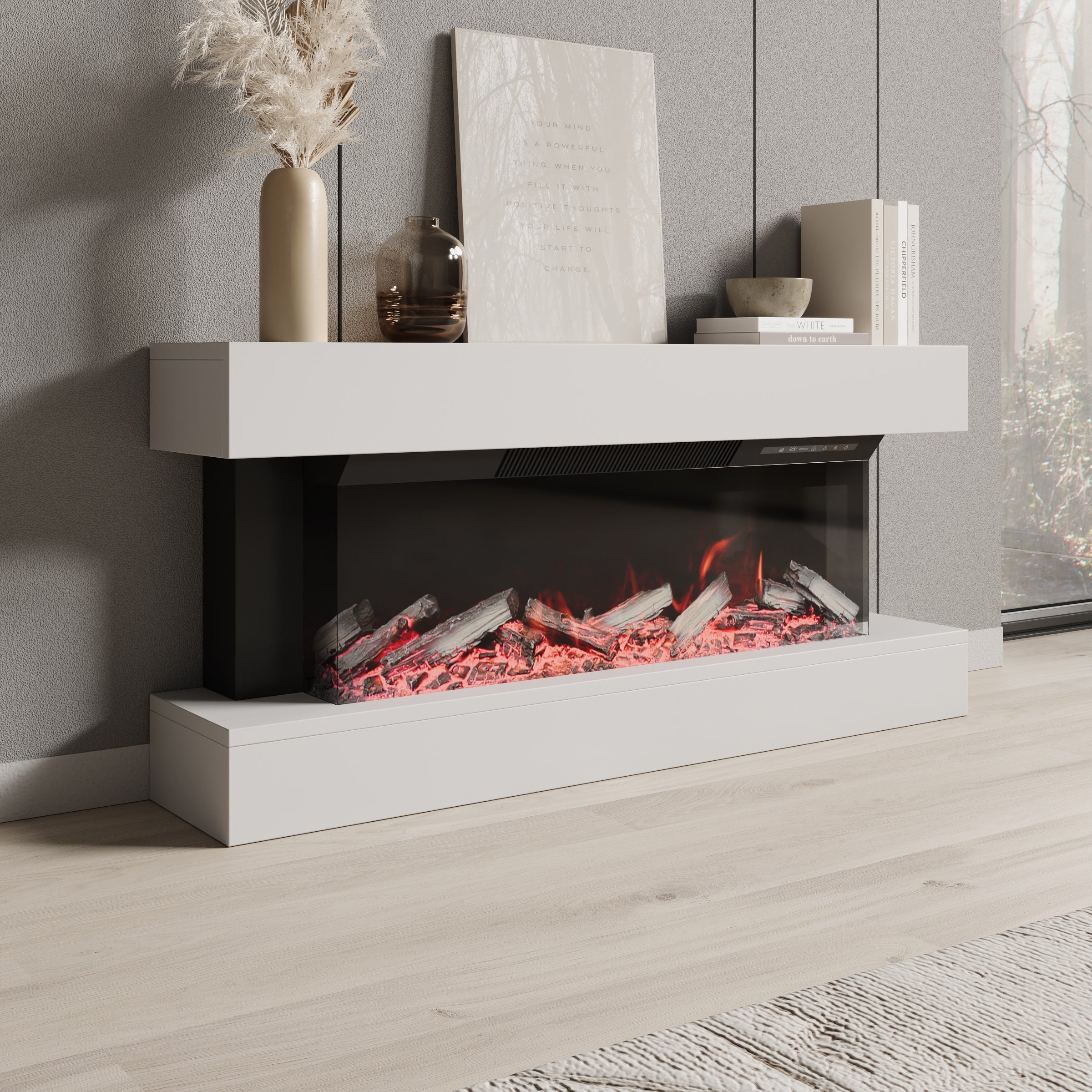 Zarea - Elektrische sfeerhaard - Wit - 120x23x56 cm