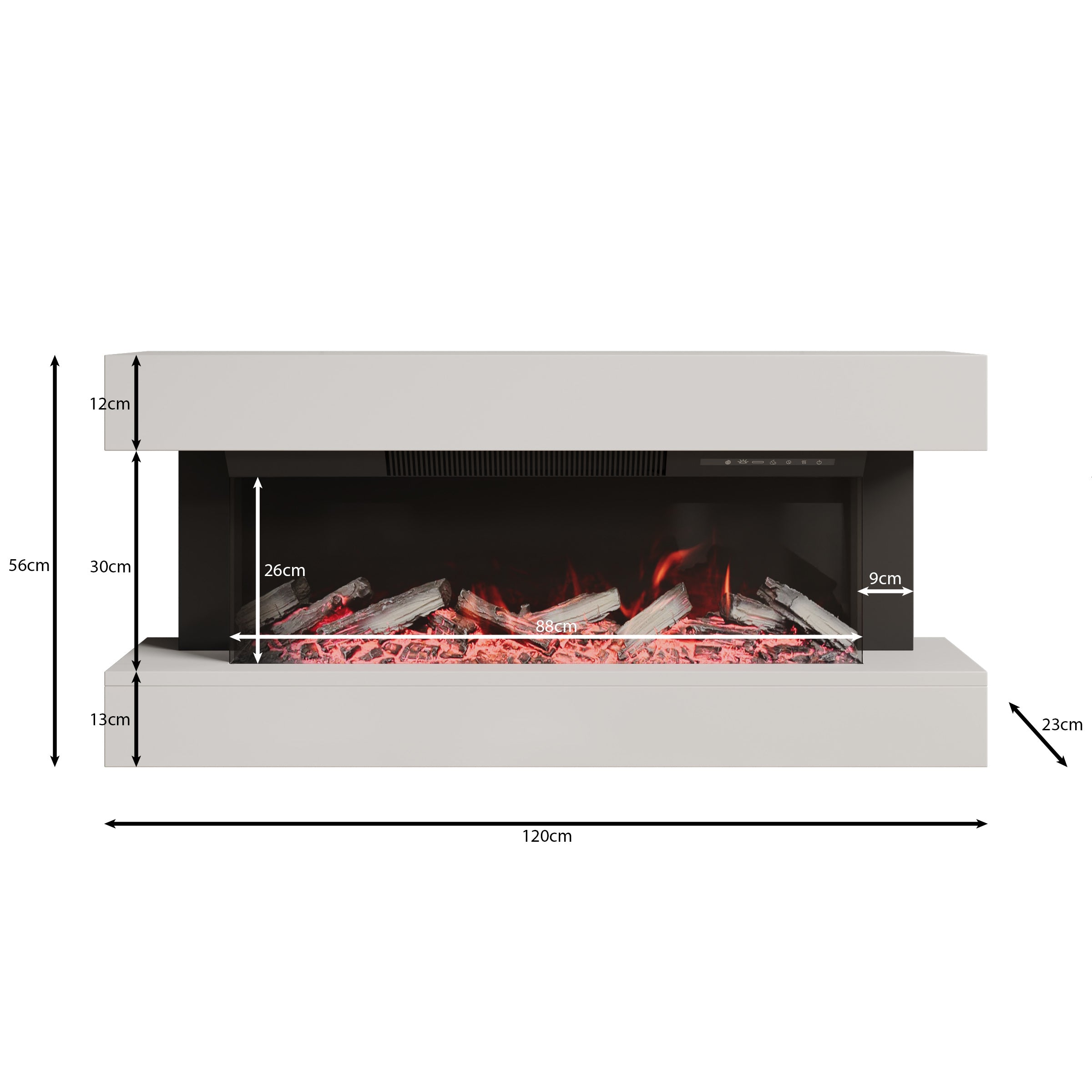 Zarea - Elektrische sfeerhaard - Wit - 120x23x56 cm