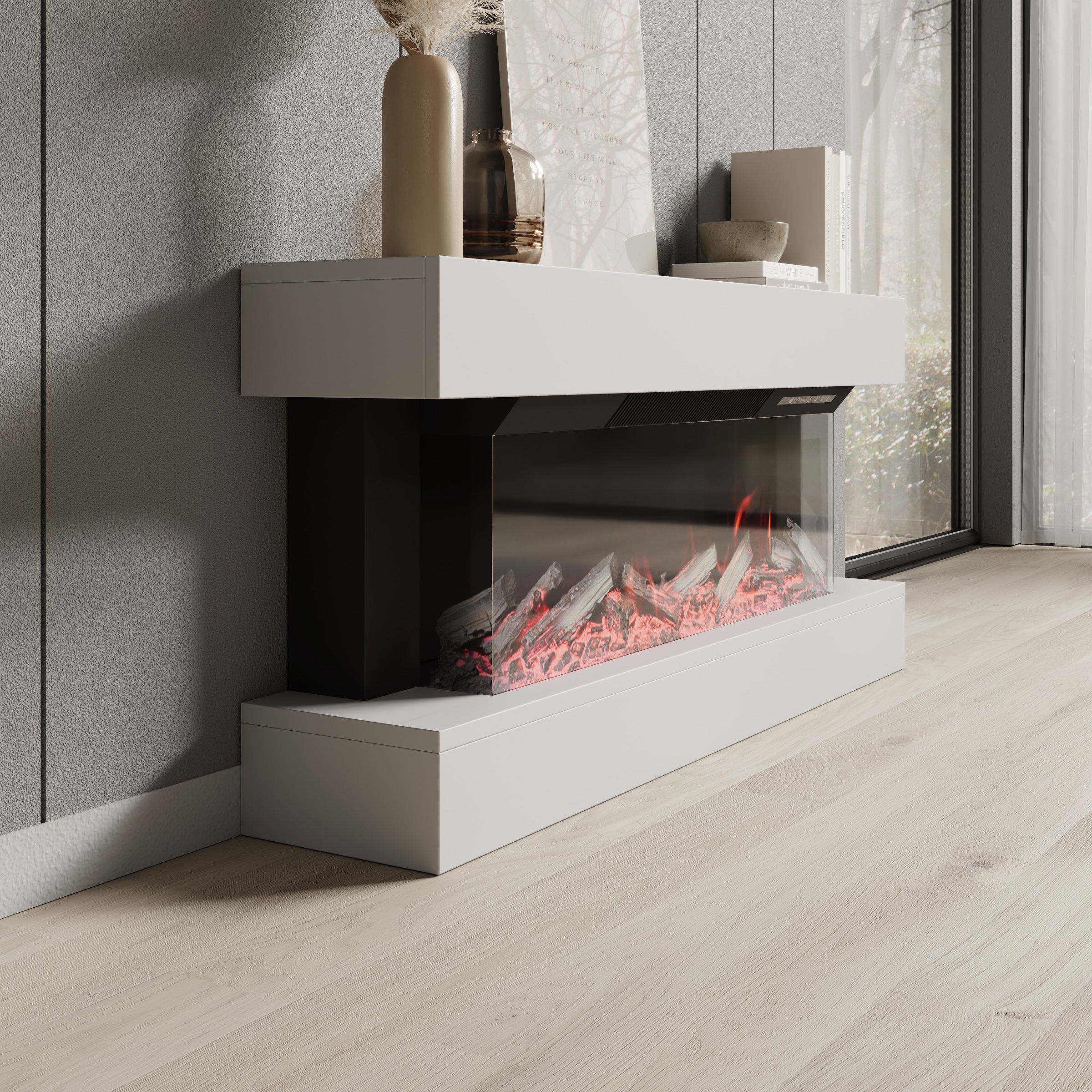 Zarea - Elektrische sfeerhaard - Wit - 120x23x56 cm