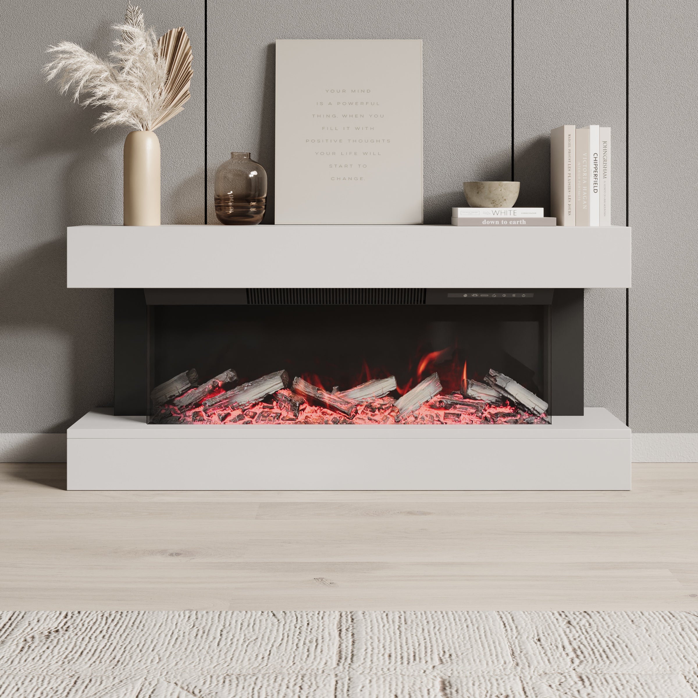 Zarea - Elektrische sfeerhaard - Wit - 120x23x56 cm