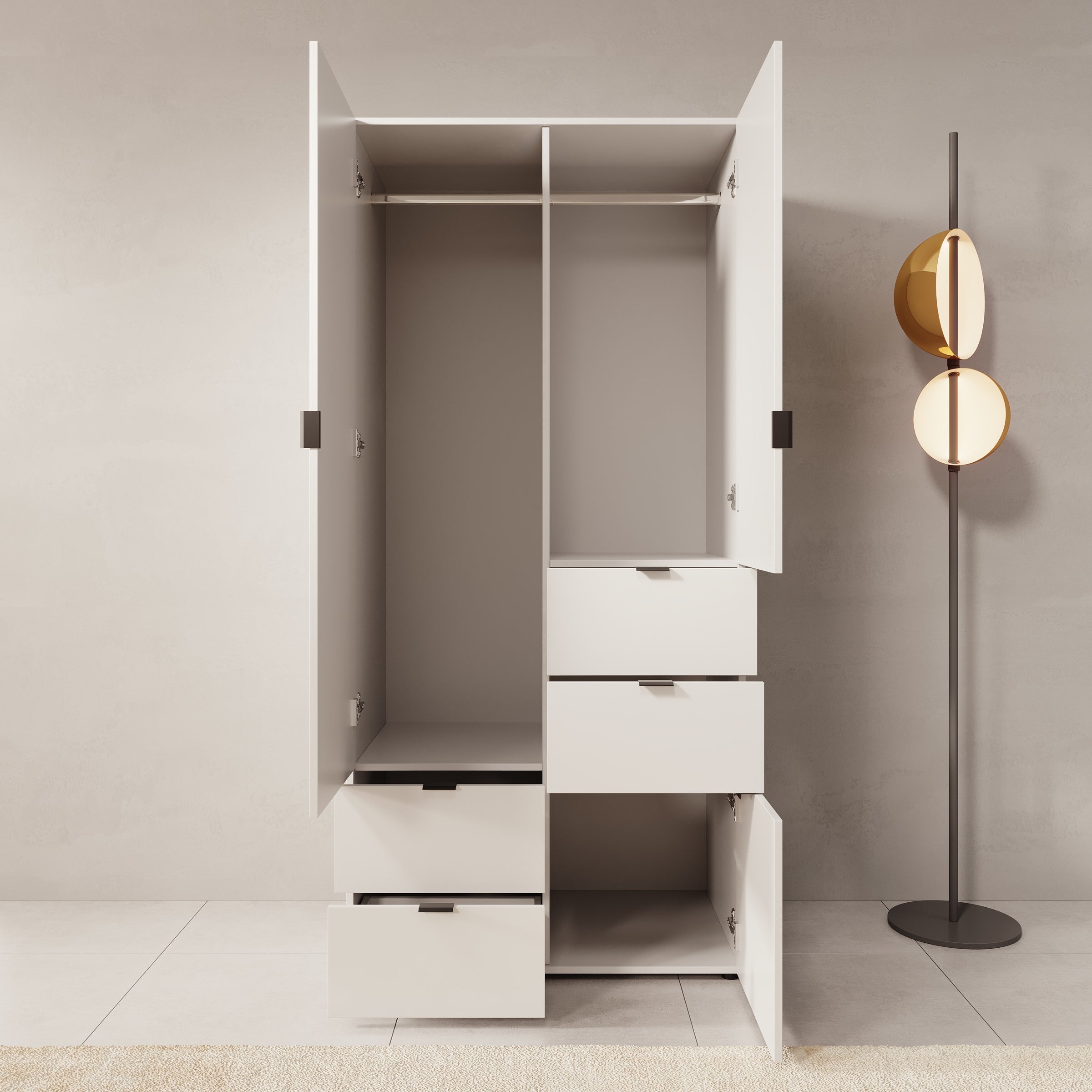 Zayden - Kledingkast 2-deurs - Wit - 90x55x190 cm
