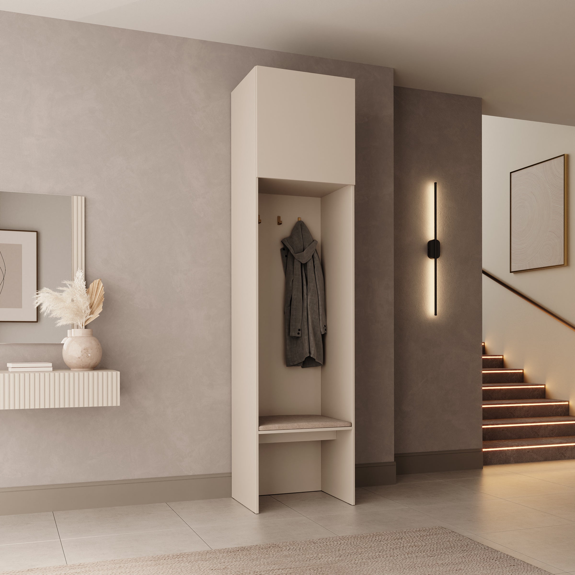 Zelvai - Kapstok - Beige - 58x47x237 cm