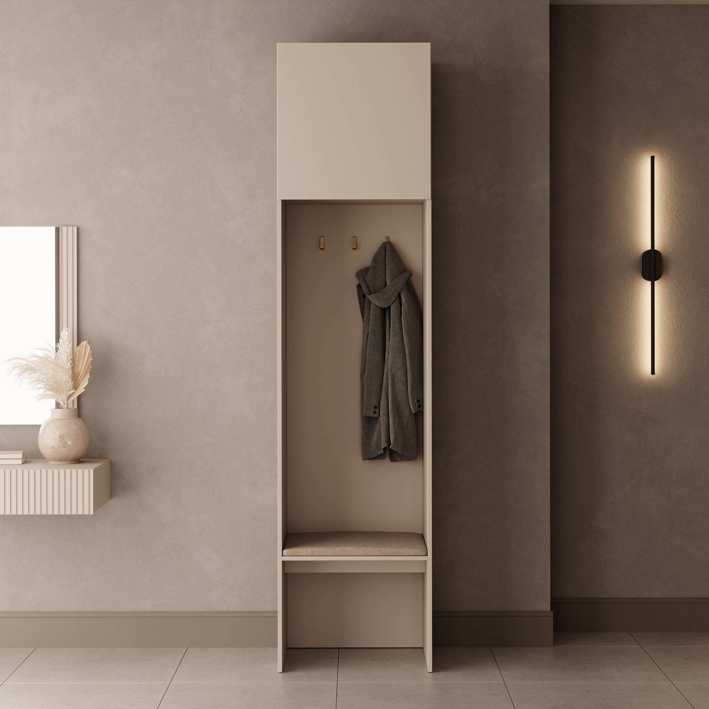 Zelvai - Kapstok - Beige - 58x47x237 cm