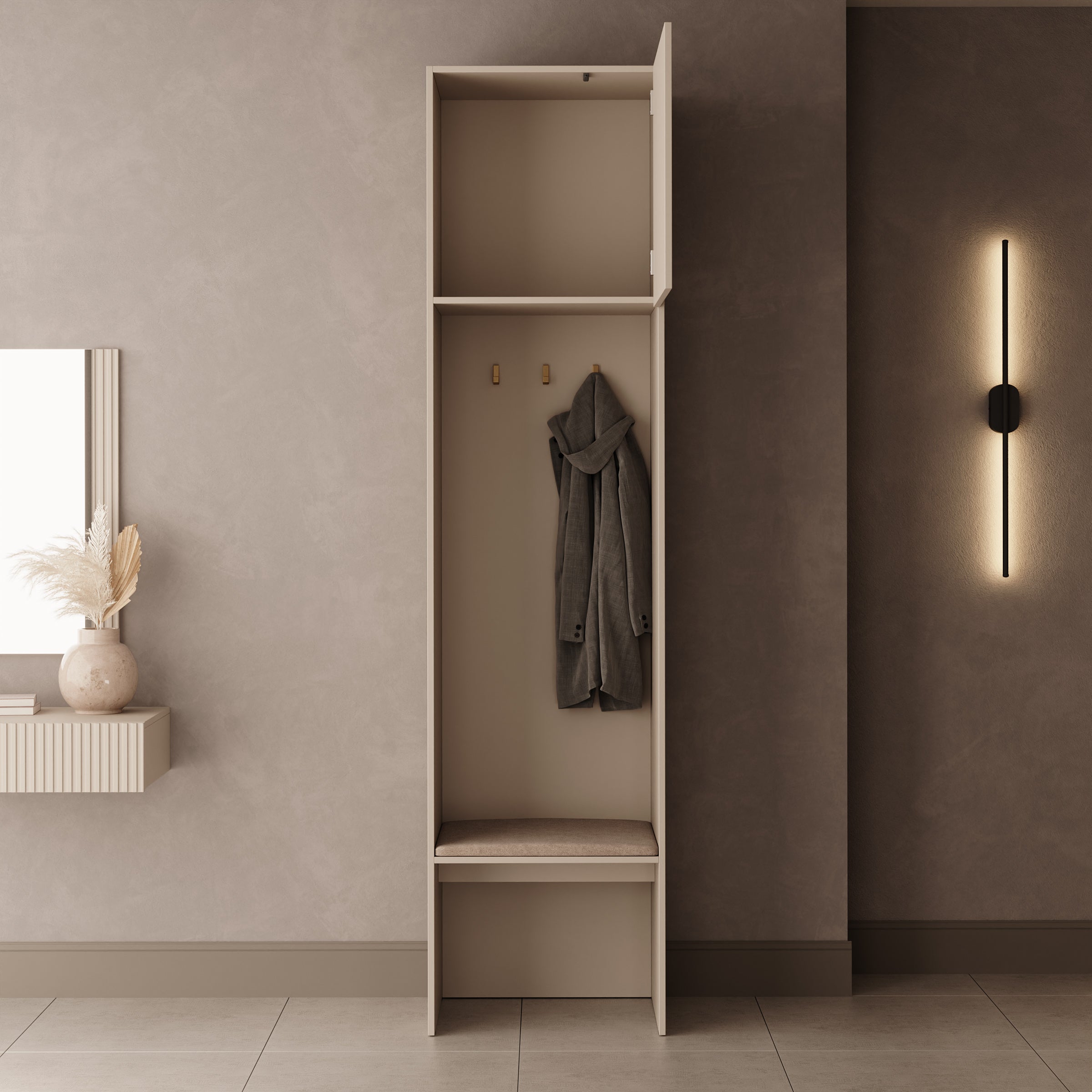 Zelvai - Kapstok - Beige - 58x47x237 cm