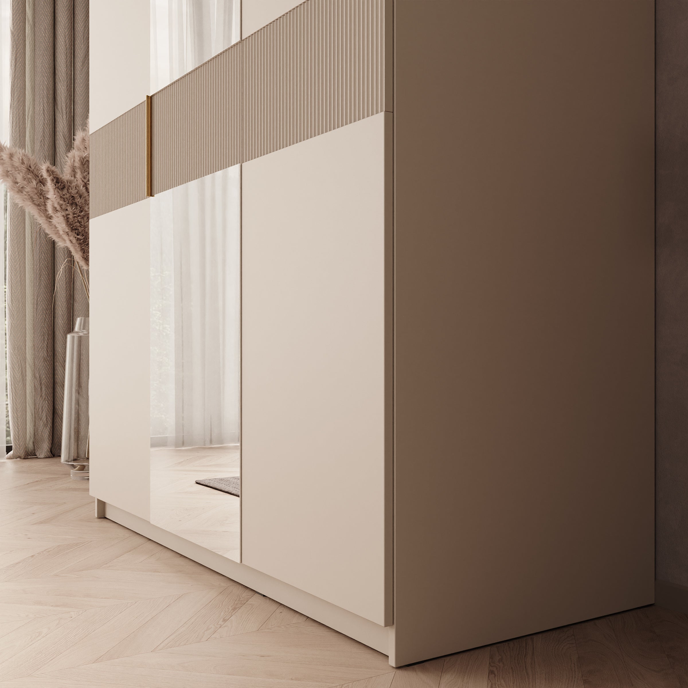 Zelvai - Kledingast 3-deurs - Beige - 135x60x237 cm