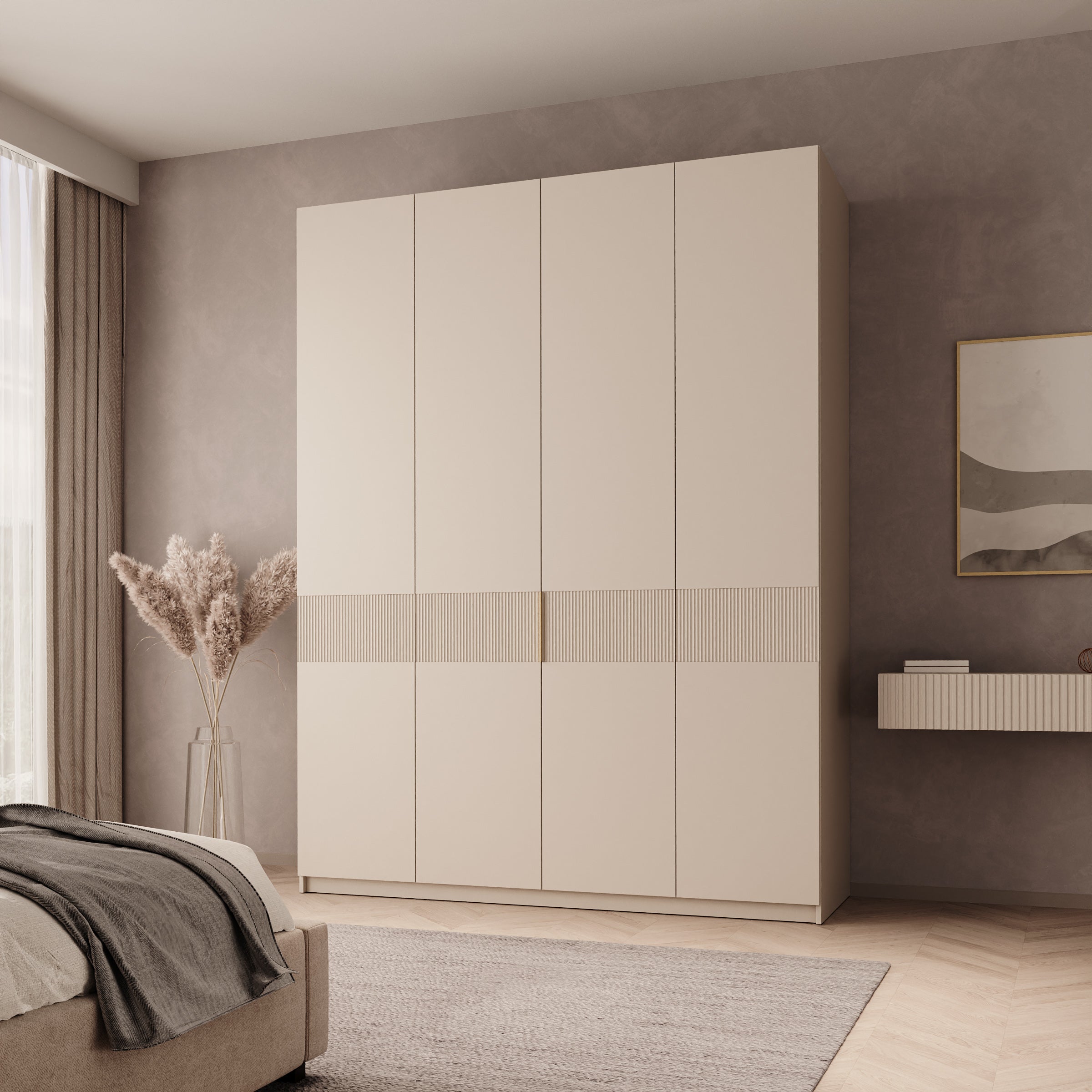 Zelvai - Kledingast 4-deurs - Beige - 180x60x237 cm