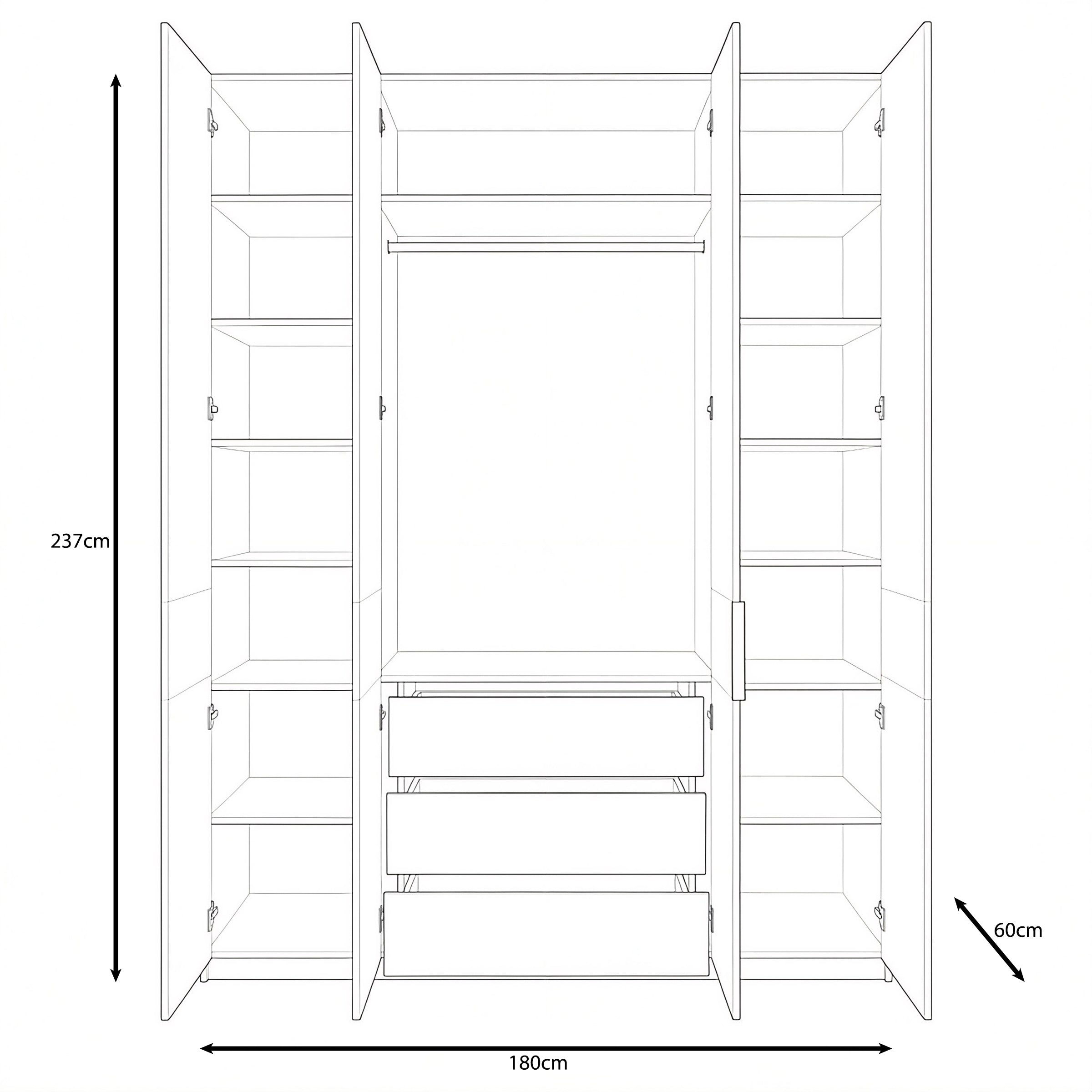 Zelvai - Kledingast 4-deurs - Beige - 180x60x237 cm
