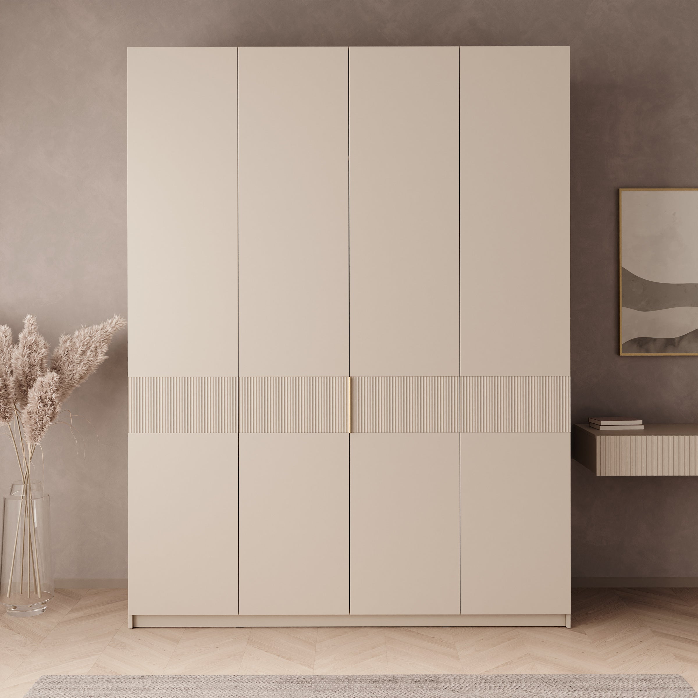 Zelvai - Kledingast 4-deurs - Beige - 180x60x237 cm