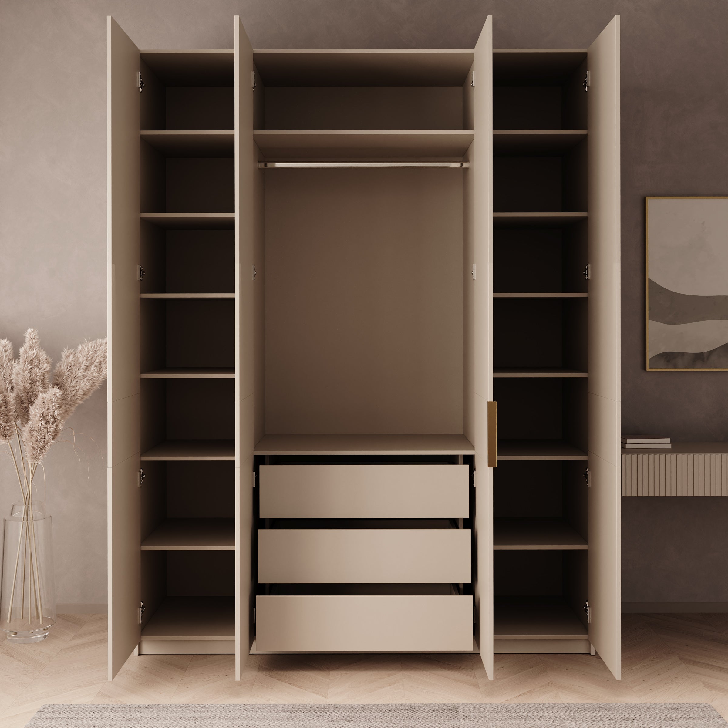 Zelvai - Kledingast 4-deurs - Beige - 180x60x237 cm