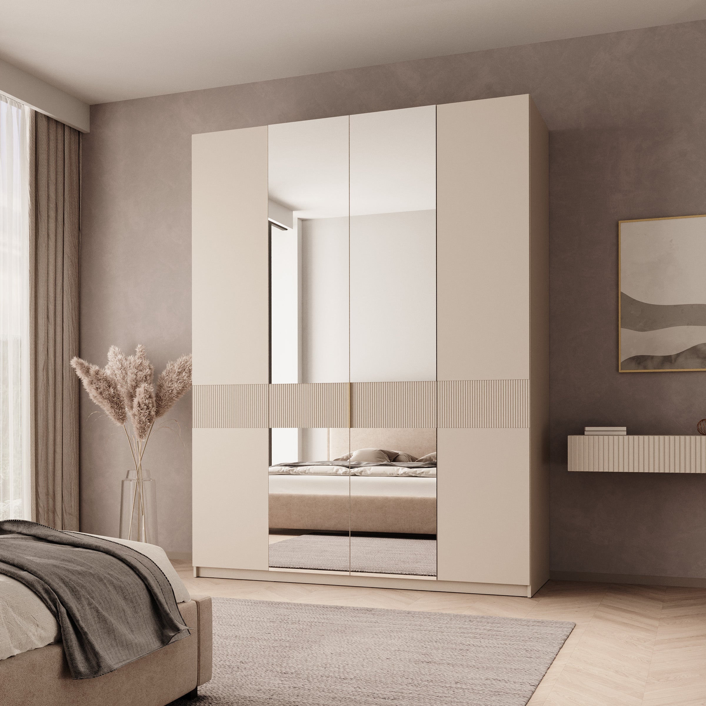 Zelvai - Kledingkast 4-deurs - Beige - 180x60x237 cm