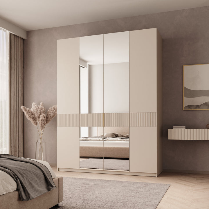 Zelvai - Kledingkast 4-deurs - Beige - 180x60x237 cm