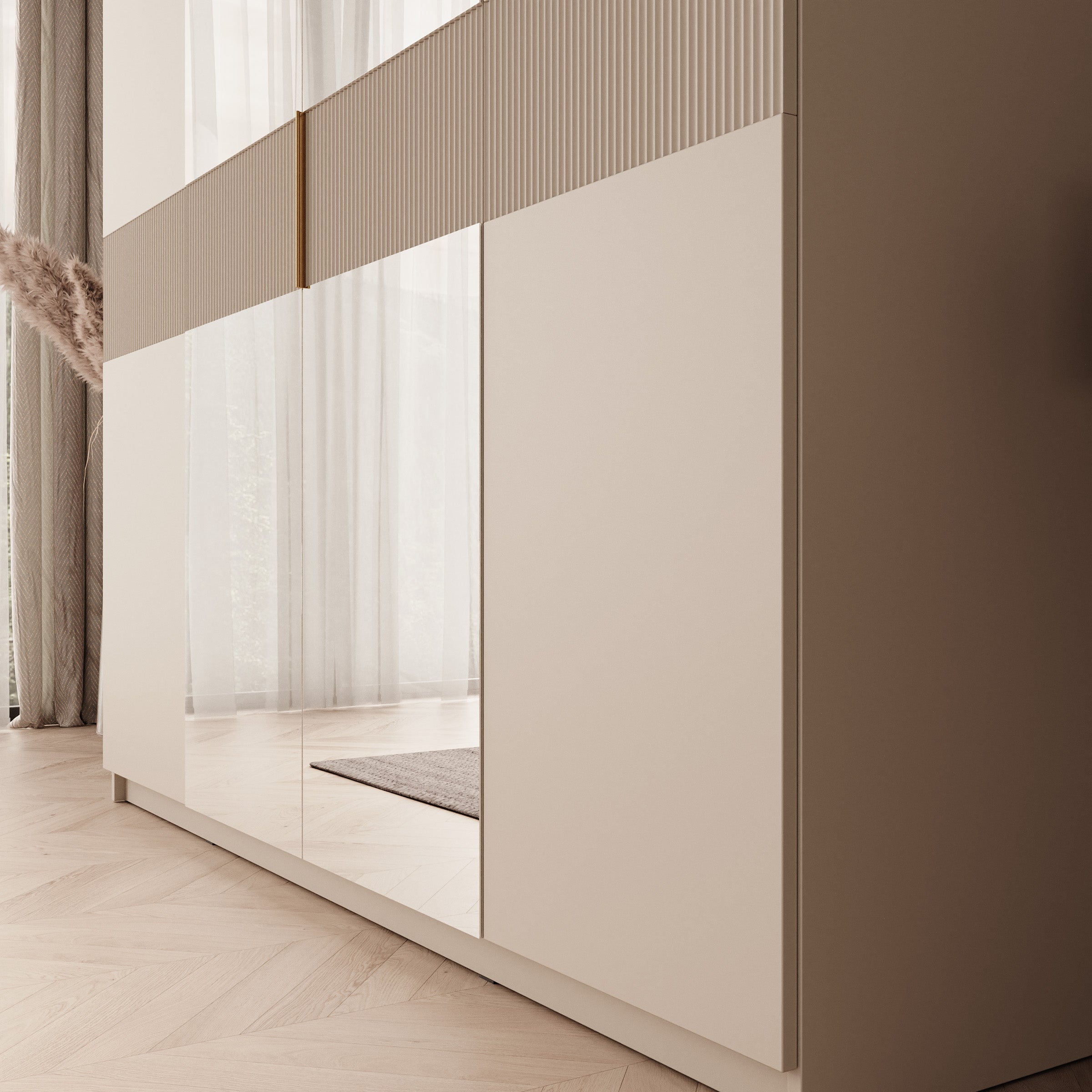 Zelvai - Kledingkast 4-deurs - Beige - 180x60x237 cm