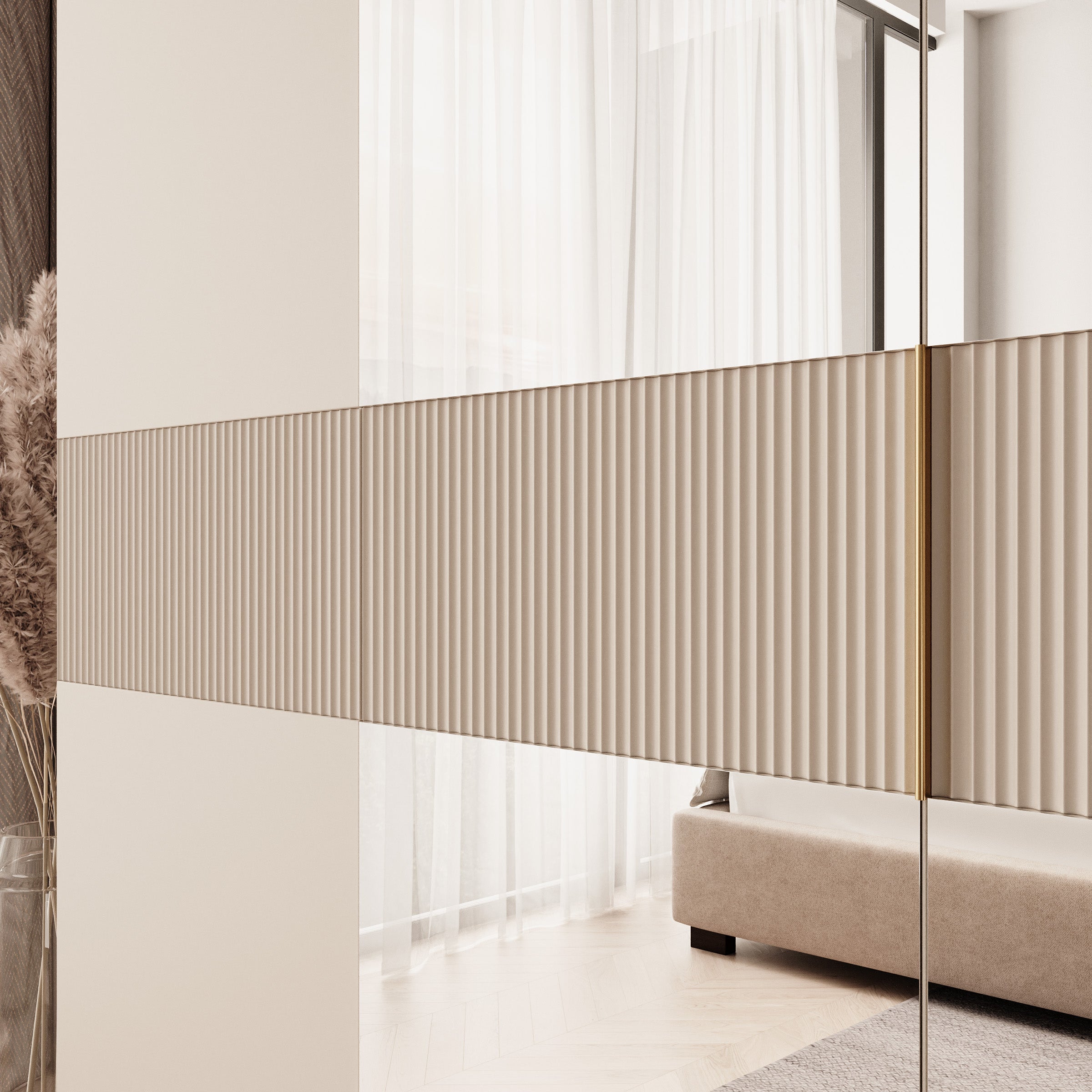 Zelvai - Kledingkast 4-deurs - Beige - 180x60x237 cm