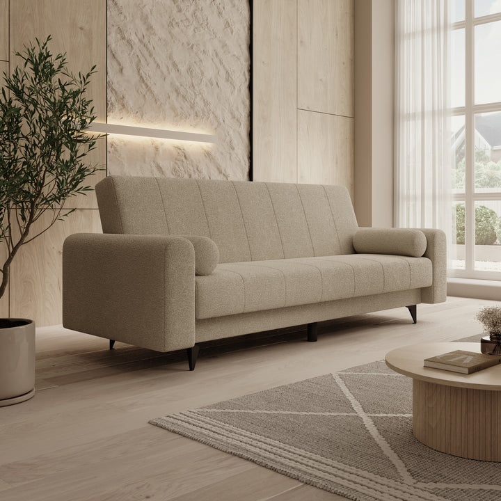 Zenzo - Slaapbank - Teddystof beige - 240x91x93 cm
